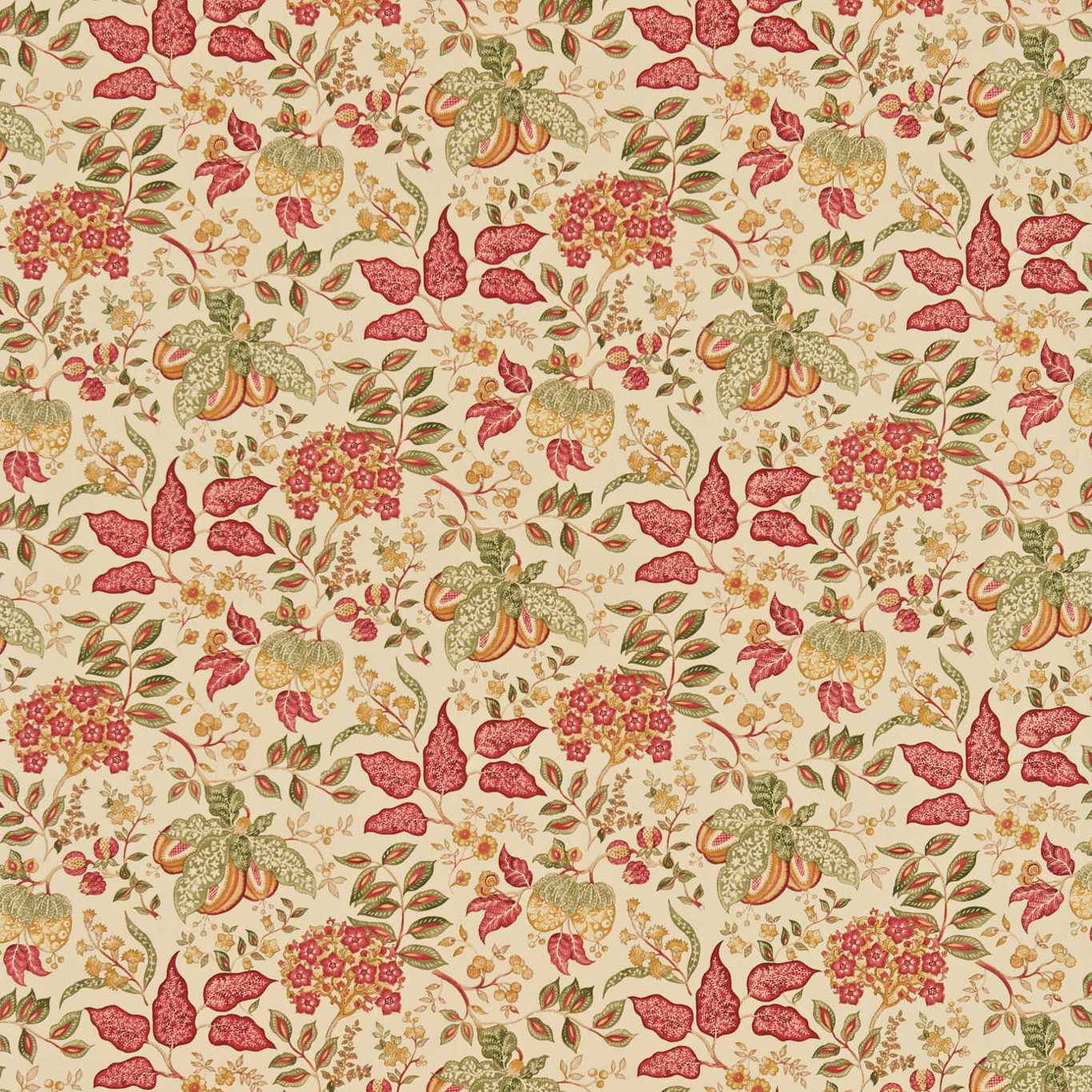 SANDERSON Madagascar Fabric Classic Floral Gold,Red - DPEMMA201