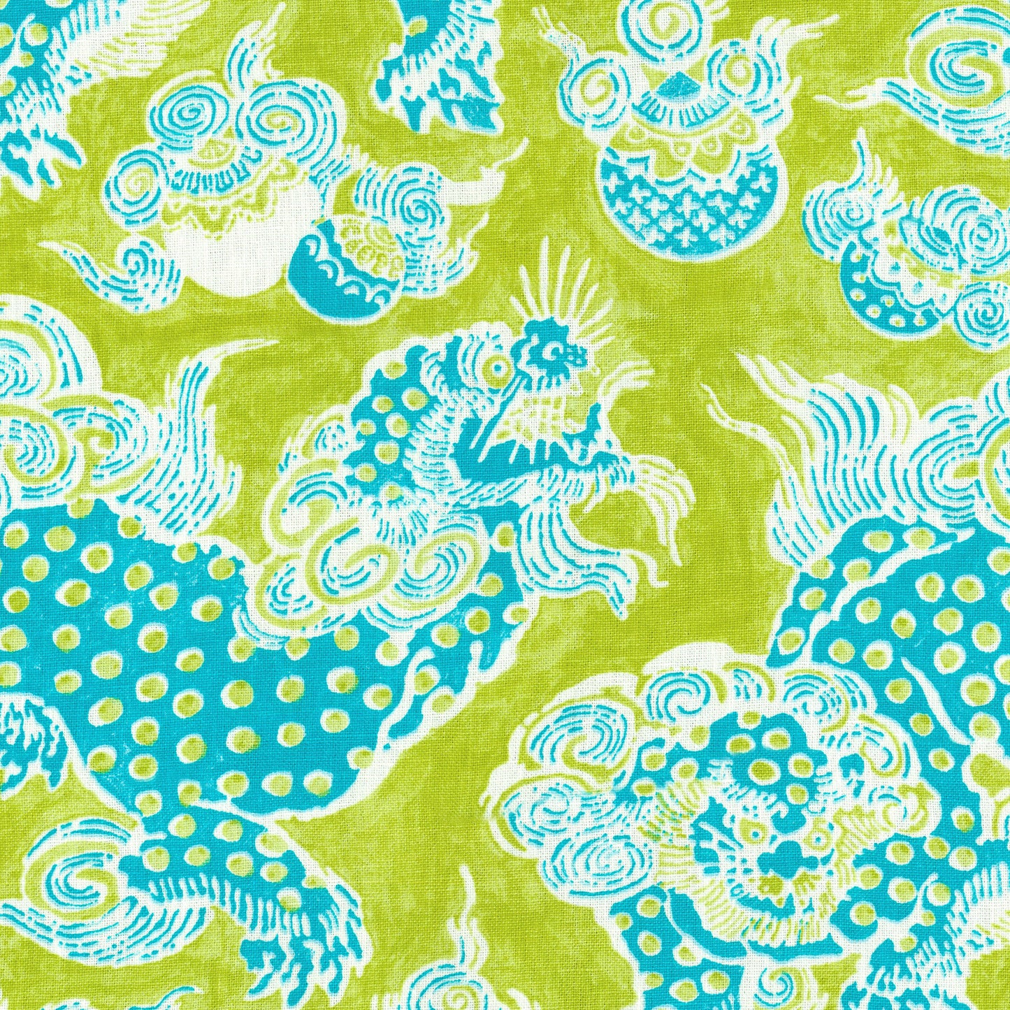 JF Fabrics DRAGONS 75 Fabric Traditional,Transitional,Contemporary,Novelty Green Linen,Print,Linen Texture - 5731675 J6931