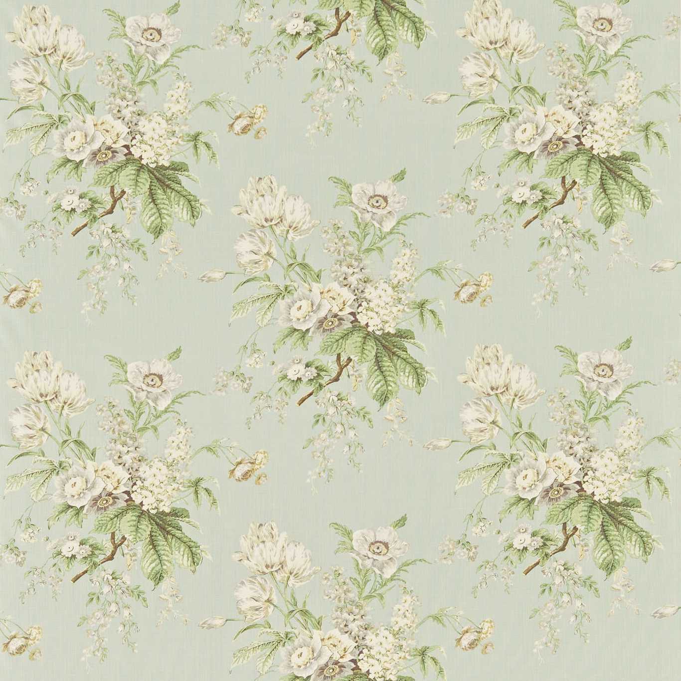 SANDERSON Tournier Fabric Classic Floral Silver, Eggshell - DRCH222069