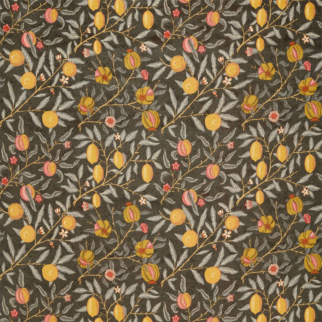 MORRIS & CO Fruit Velvet Fabric Contemporary, Floral Walnut,Bullrush - DROF236926