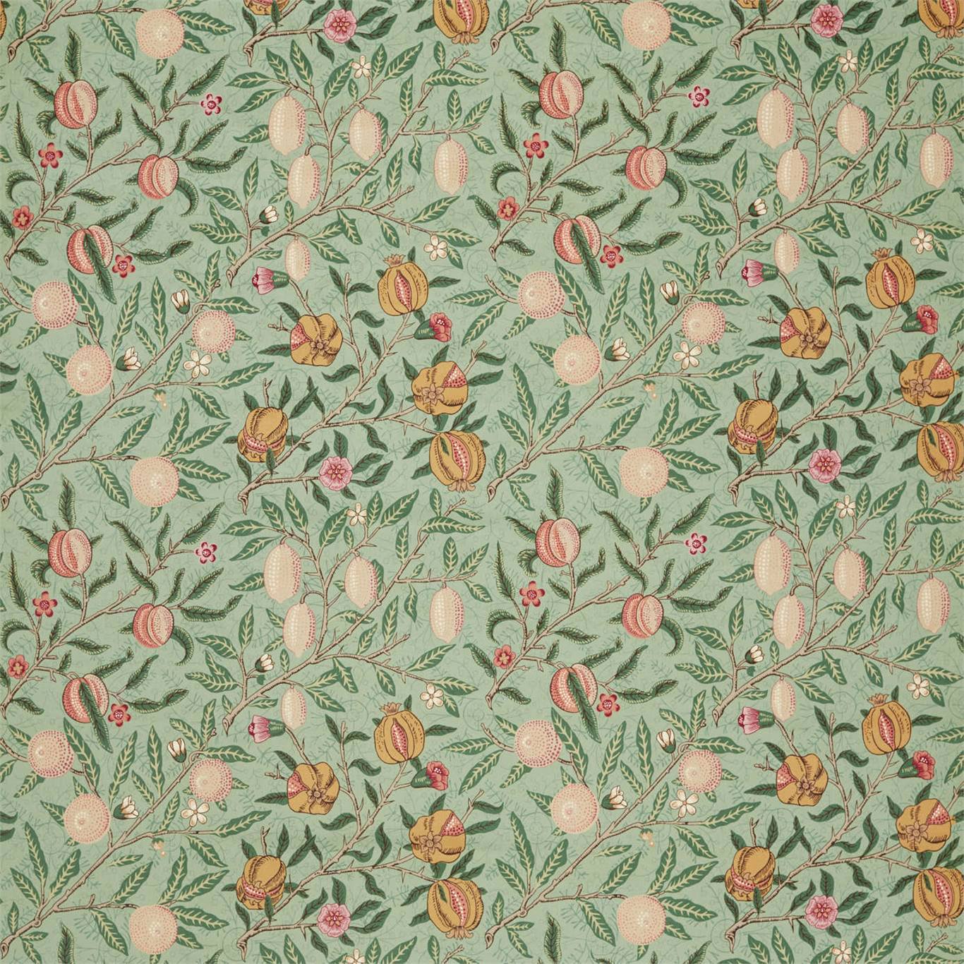 MORRIS & CO Fruit Velvet Fabric Contemporary, Floral Privet,Thyme - DROF236927