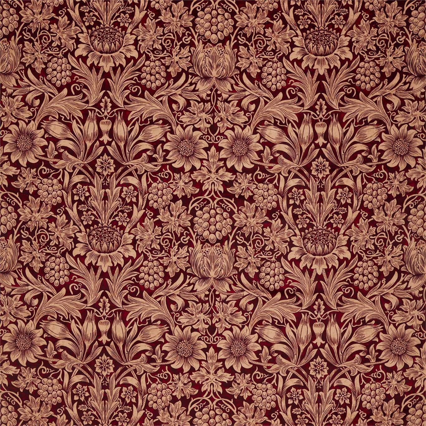 MORRIS & CO Sunflower Velvet Fabric Classic Floral Kermes,Birch - DROF236928