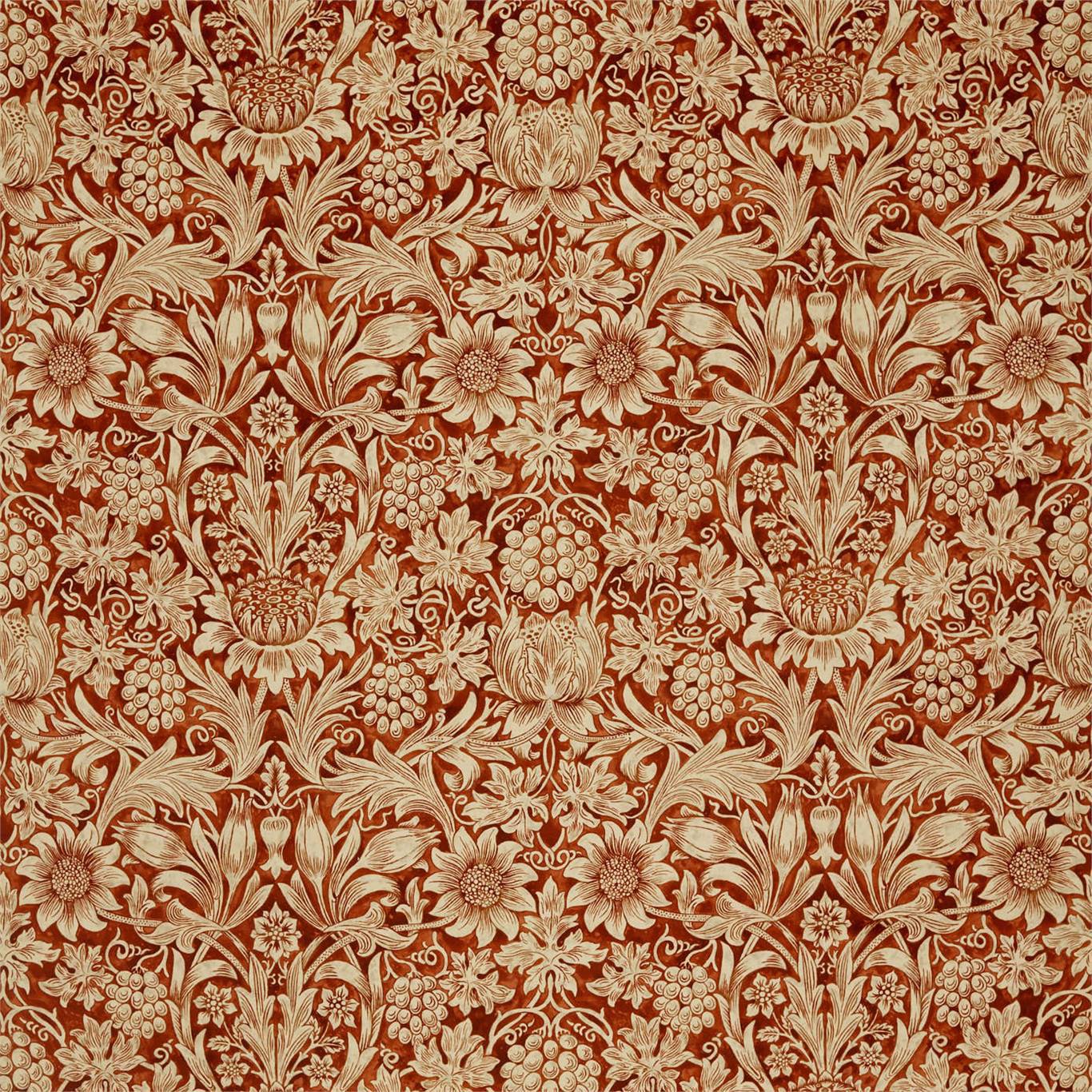 MORRIS & CO Sunflower Velvet Fabric Classic Floral Saffron,Vellum - DROF236930