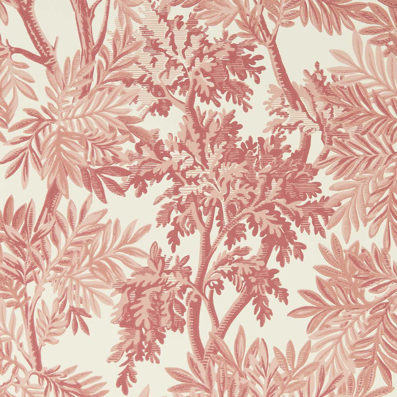 SANDERSON Tapestry Trees Wallpaper Leaves , Trees Berry,Pink Clay Surflex-Printed Wallpaper - DSAB217415