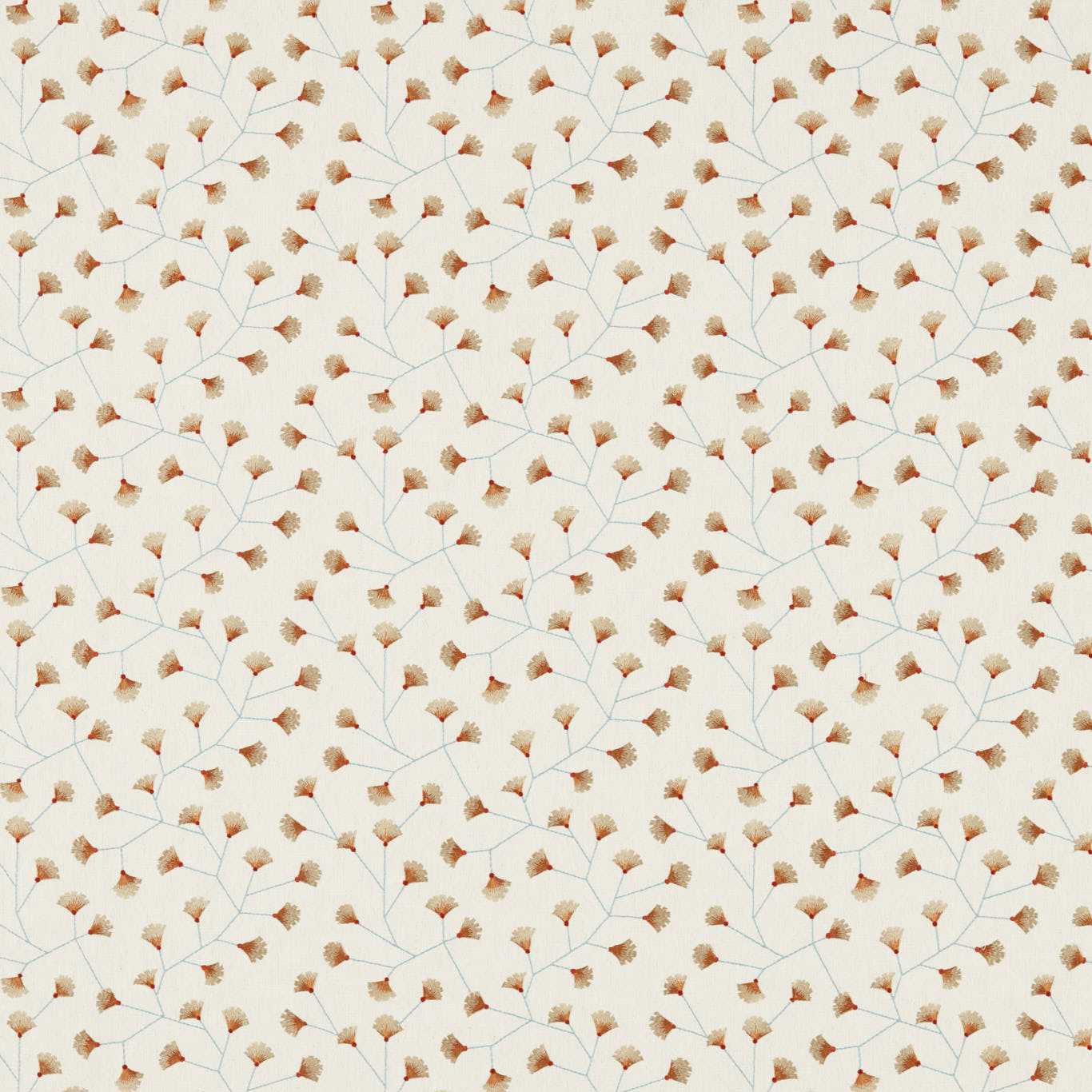 SANDERSON Gingko Trail Fabric Leaves , Trees Brick - DSCA235884