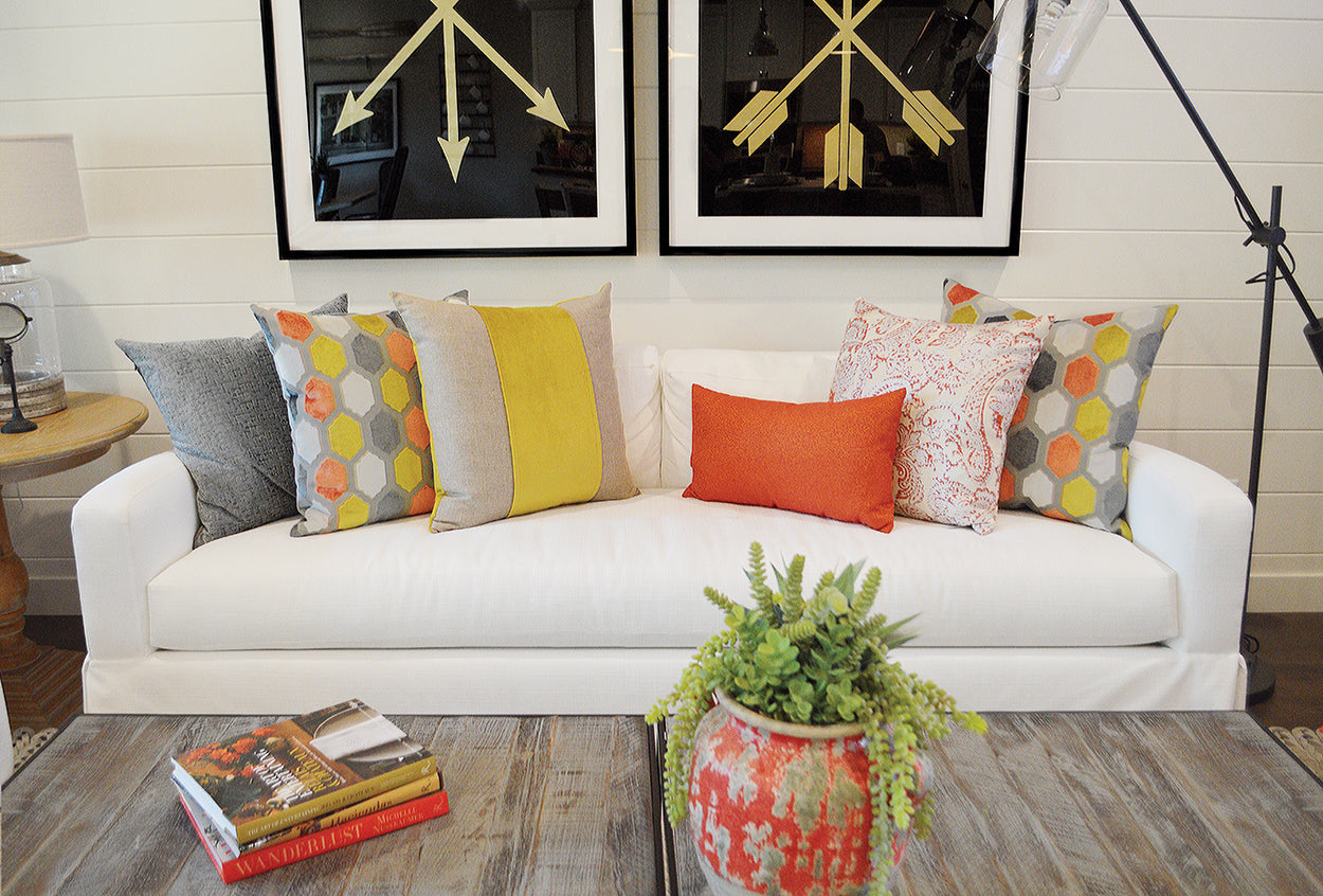 D.V. KAP HOME 24" x 24" Jefferson Pillow - Satsuma Band / Ribbon - 2690-ST-2424