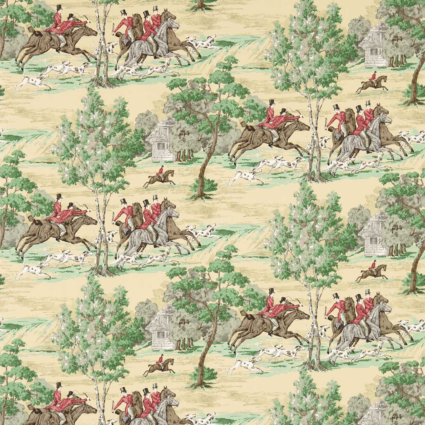 SANDERSON Tally Ho Wallpaper Other Evergreen,Crimson Gravure Printed Wallpaper - DVIN214598