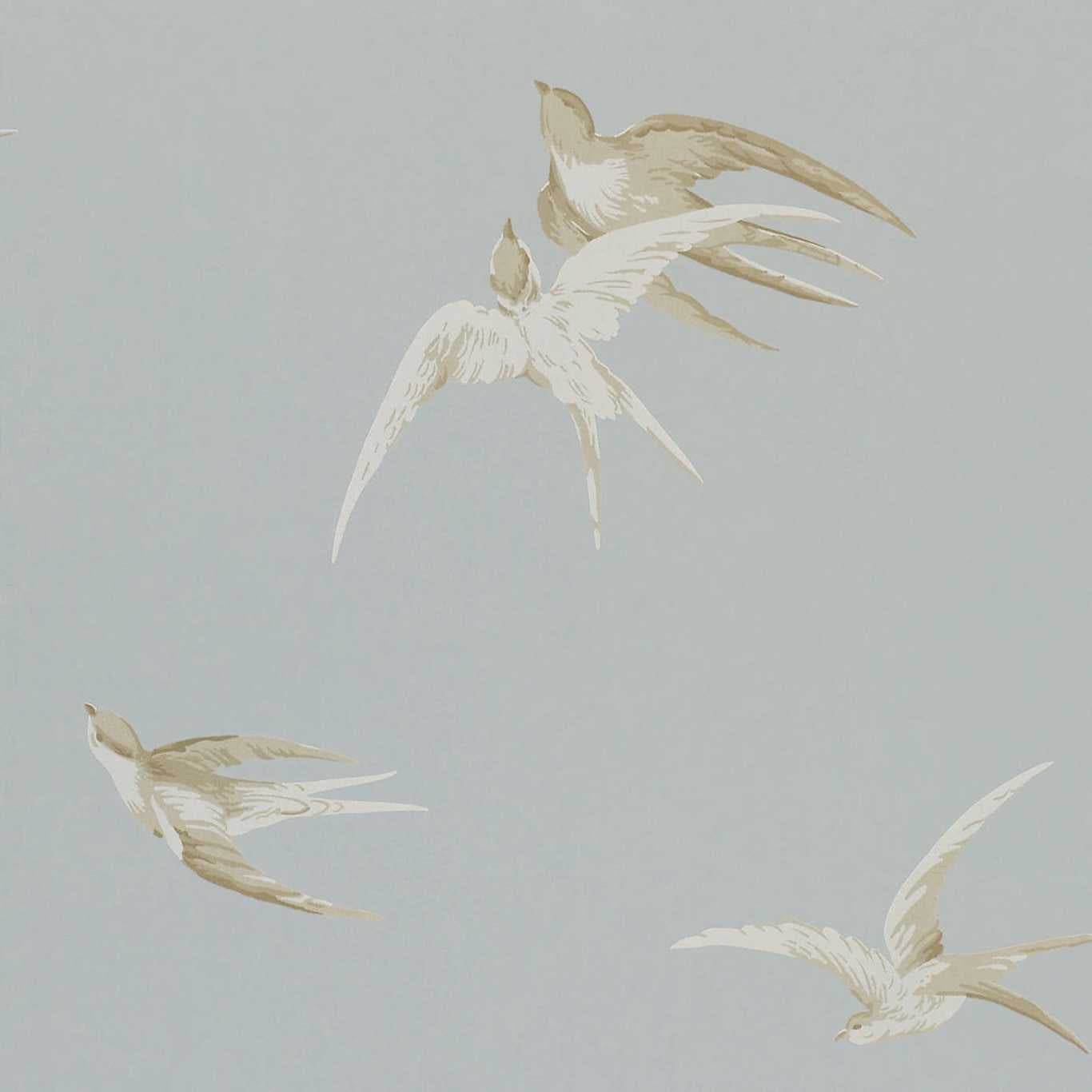 SANDERSON Swallows Wallpaper Birds Silver Gravure Printed Wallpaper - DVIWSW104