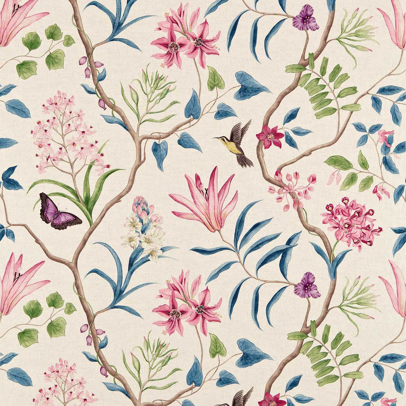 SANDERSON Clementine Fabric Classic Floral Indienne - DVOY223297