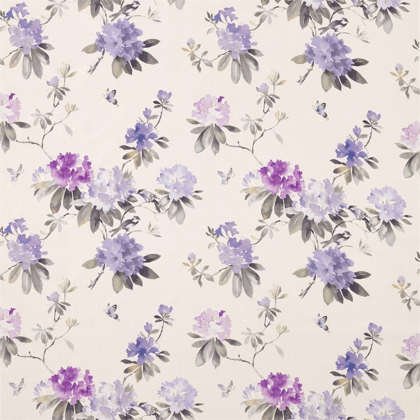 SANDERSON Rhodera Fabric Classic Floral Grape - DWAP226275