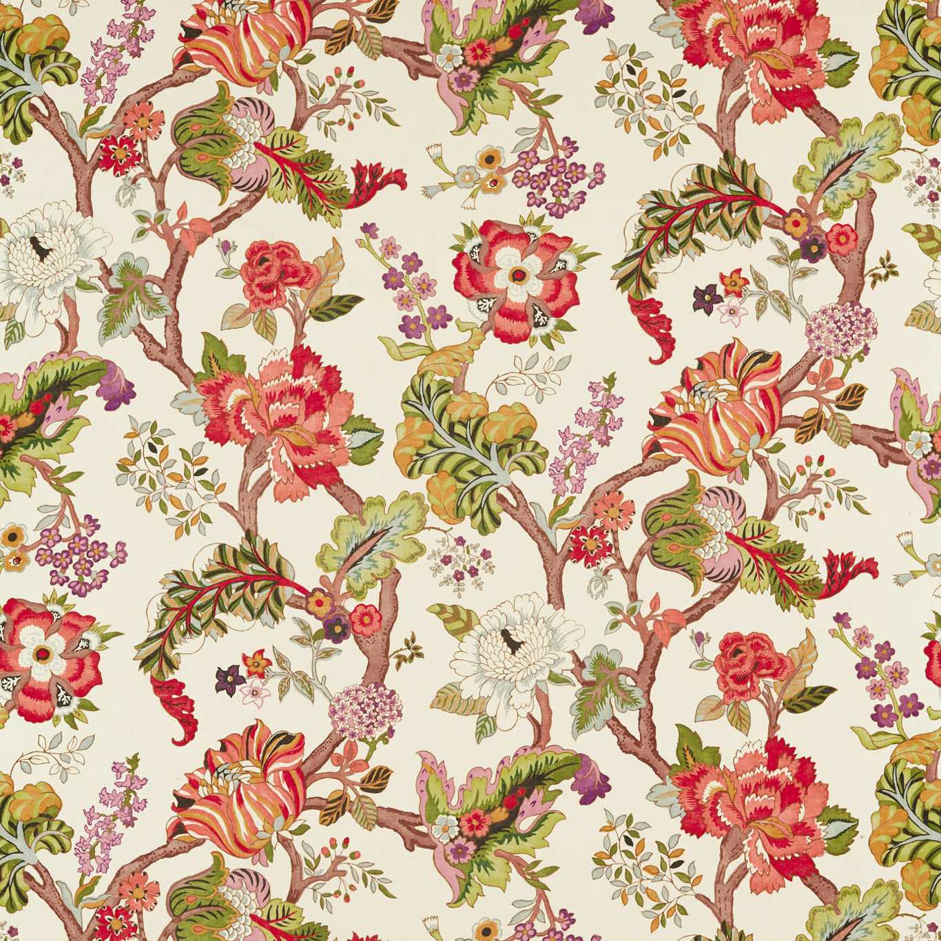 SANDERSON Fusang Tree Fabric Classic Floral Cinnabar Red - DWAT226965