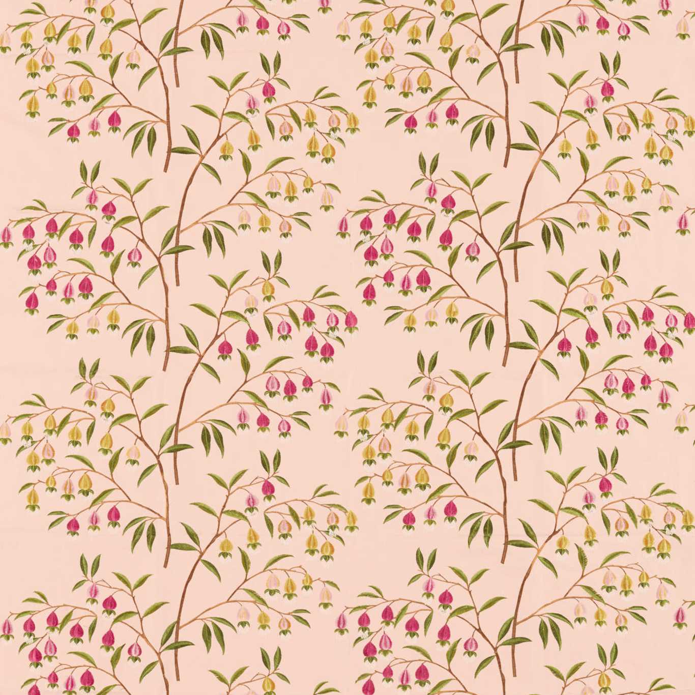 SANDERSON Chinese Lantern Fabric Leaves , Trees Peach Blossom - DWAT237269