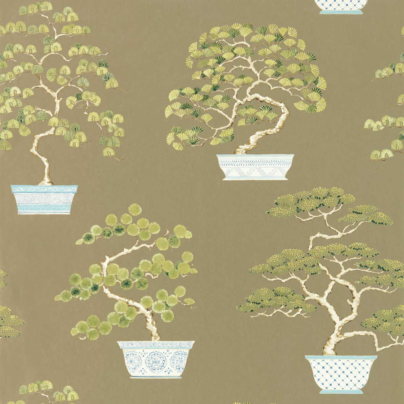 SANDERSON Penjing Wallpaper Leaves , Trees Green Gravure - Wide Width Printed Wallpaper - DWAW217108
