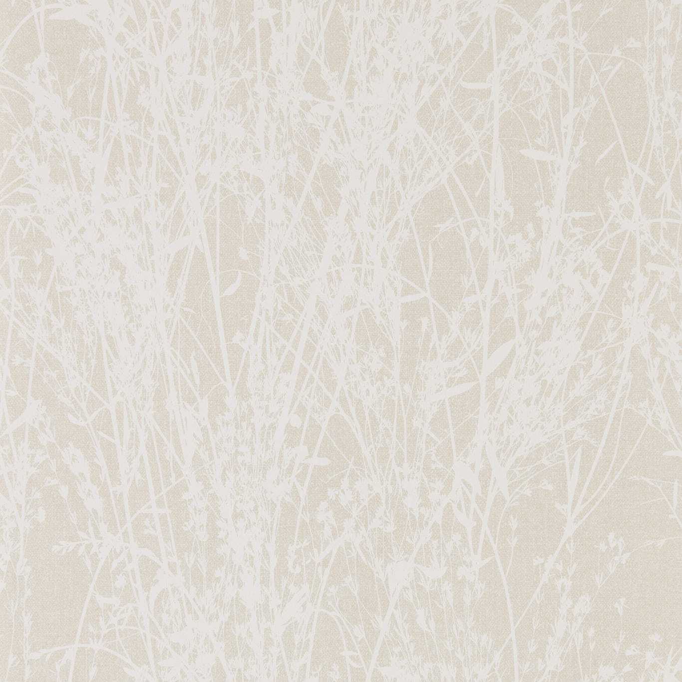 SANDERSON Meadow Canvas Wallpaper Leaves , Trees White,Parchment Rotary Printed Wallpaper - DWOW215695
