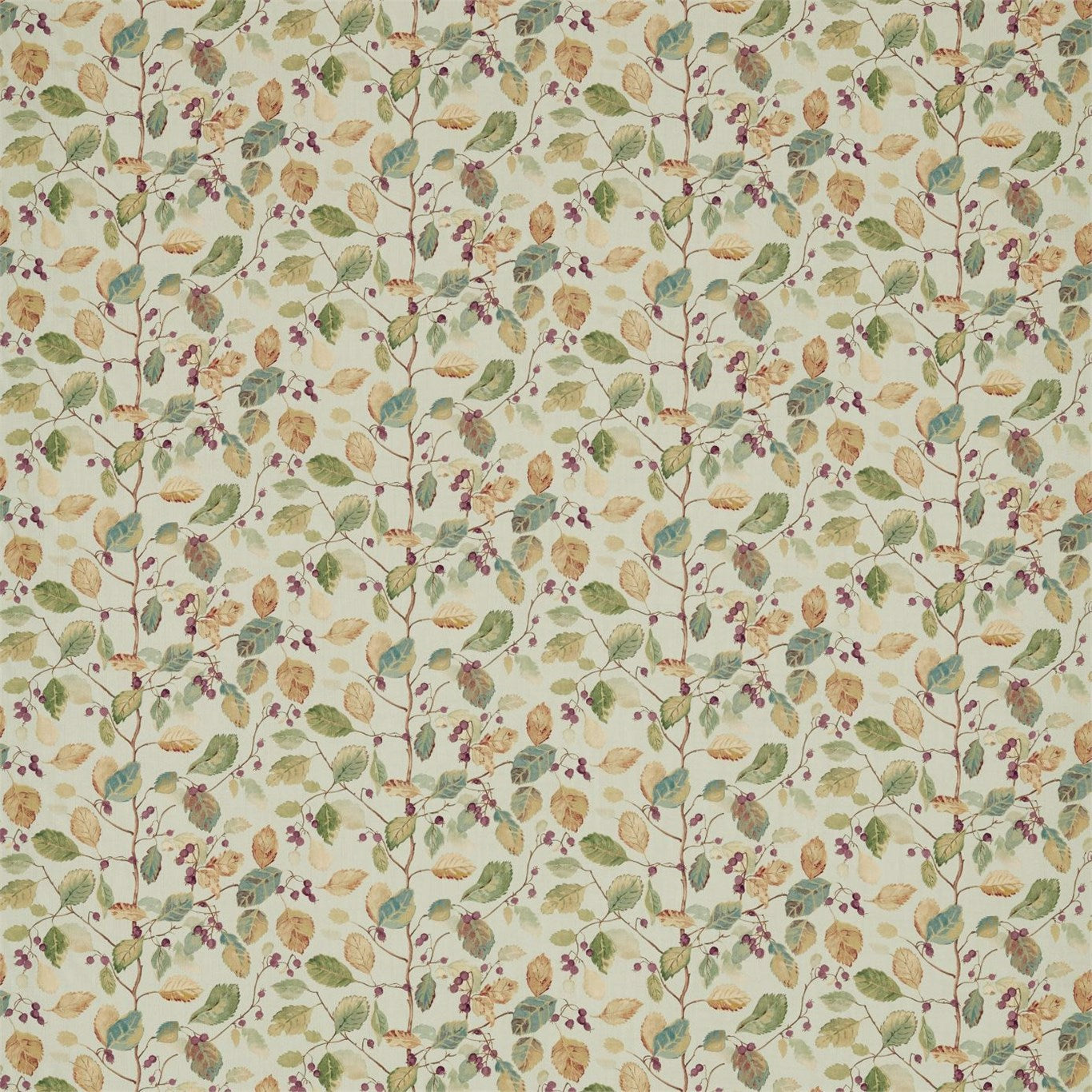 SANDERSON Woodland Berries Fabric Leaves , Trees Bayleaf,Fig - DWOW225529