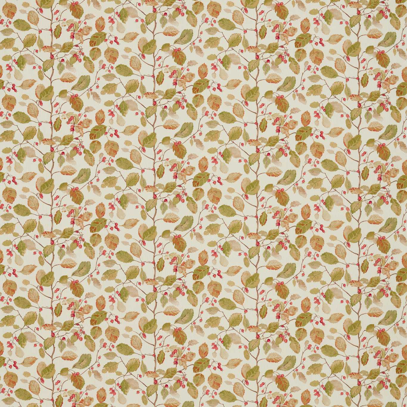 SANDERSON Woodland Berries Fabric Leaves , Trees Rosehip,Moss - DWOW225530