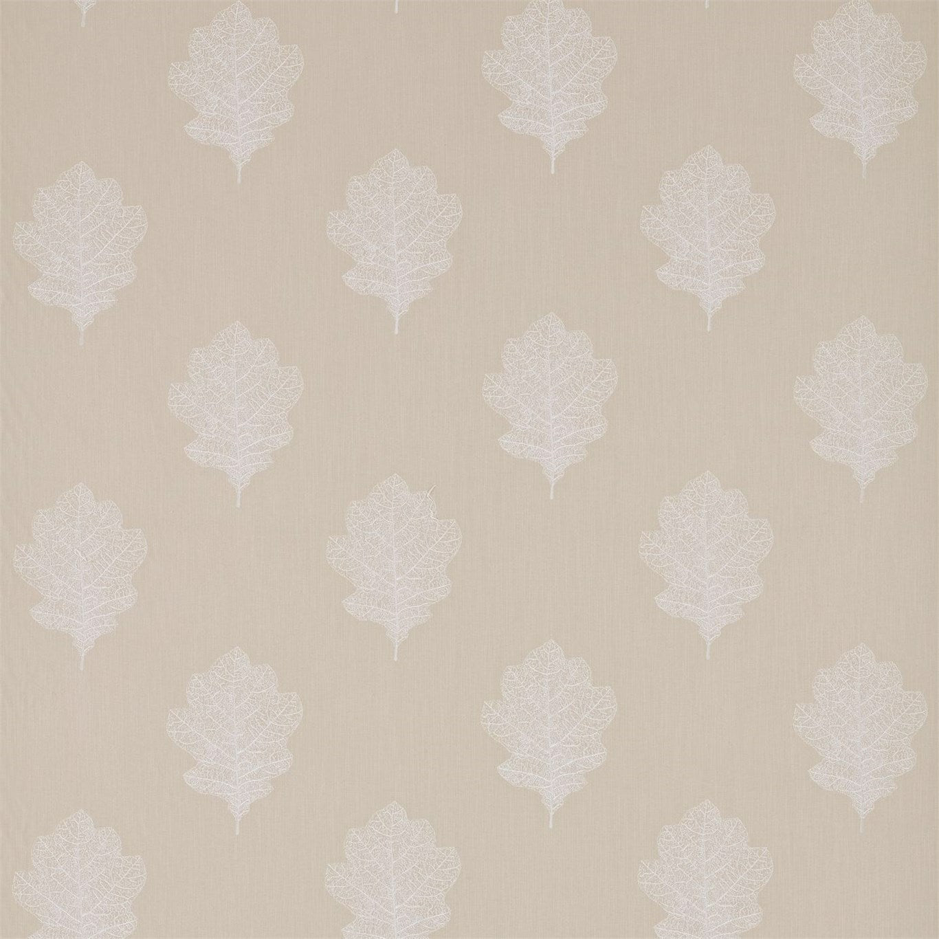 SANDERSON Oak Filigree Fabric Leaves , Trees Stone - DWOW235601