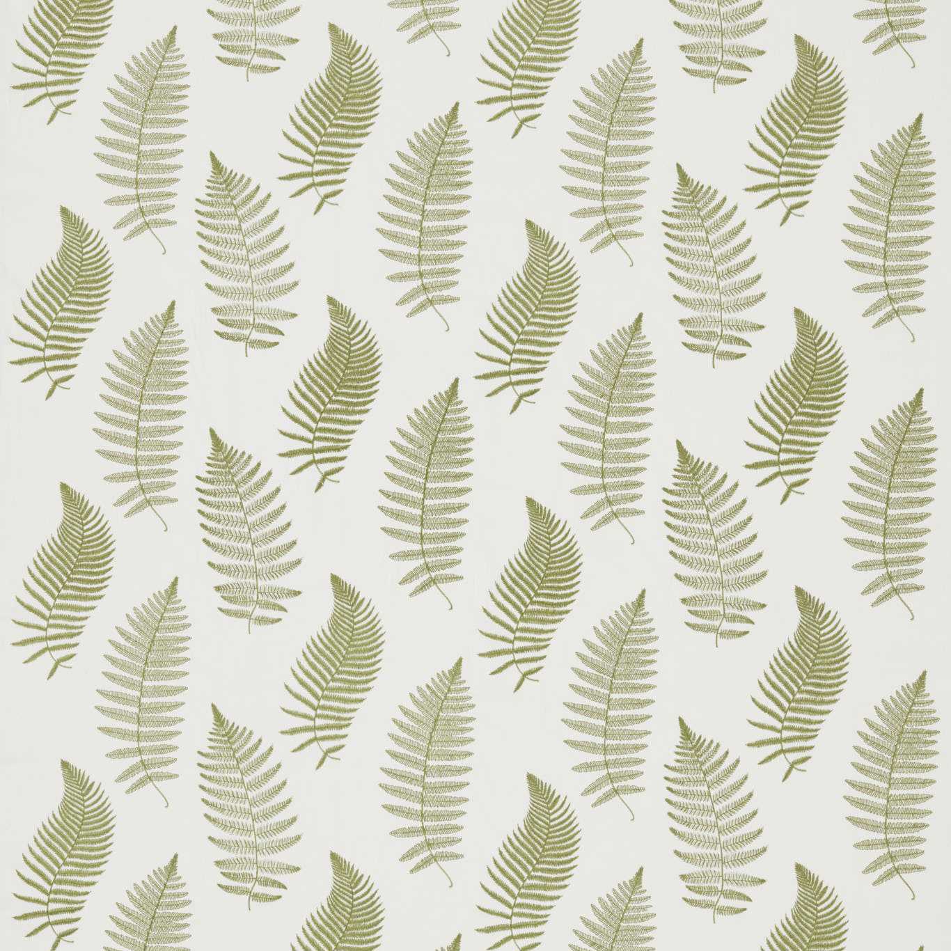 SANDERSON Fern Embroidery Fabric Leaves , Trees Moss - DWOW235608