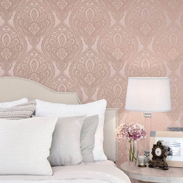 Galerie Wallcoverings Emporium Mehndi Damask Galerie Wallcoverings Rose Gold - DWP0247-04