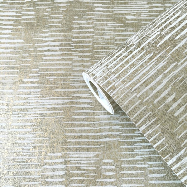 Galerie Wallcoverings Elegance Stripy Shimmer Galerie Wallcoverings Bronze, Brown - DWP0357-02
