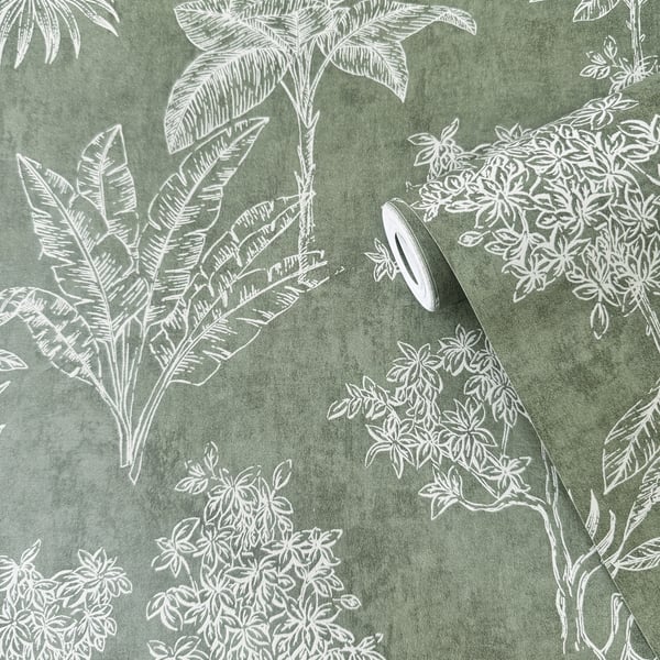 Galerie Wallcoverings Zen Floating Foliage Galerie Wallcoverings Green - DWP0361-01