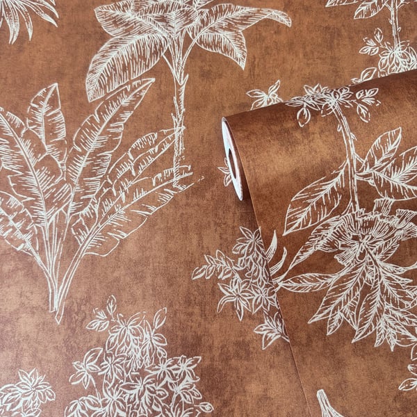 Galerie Wallcoverings Zen Floating Foliage Galerie Wallcoverings Orange - DWP0361-07