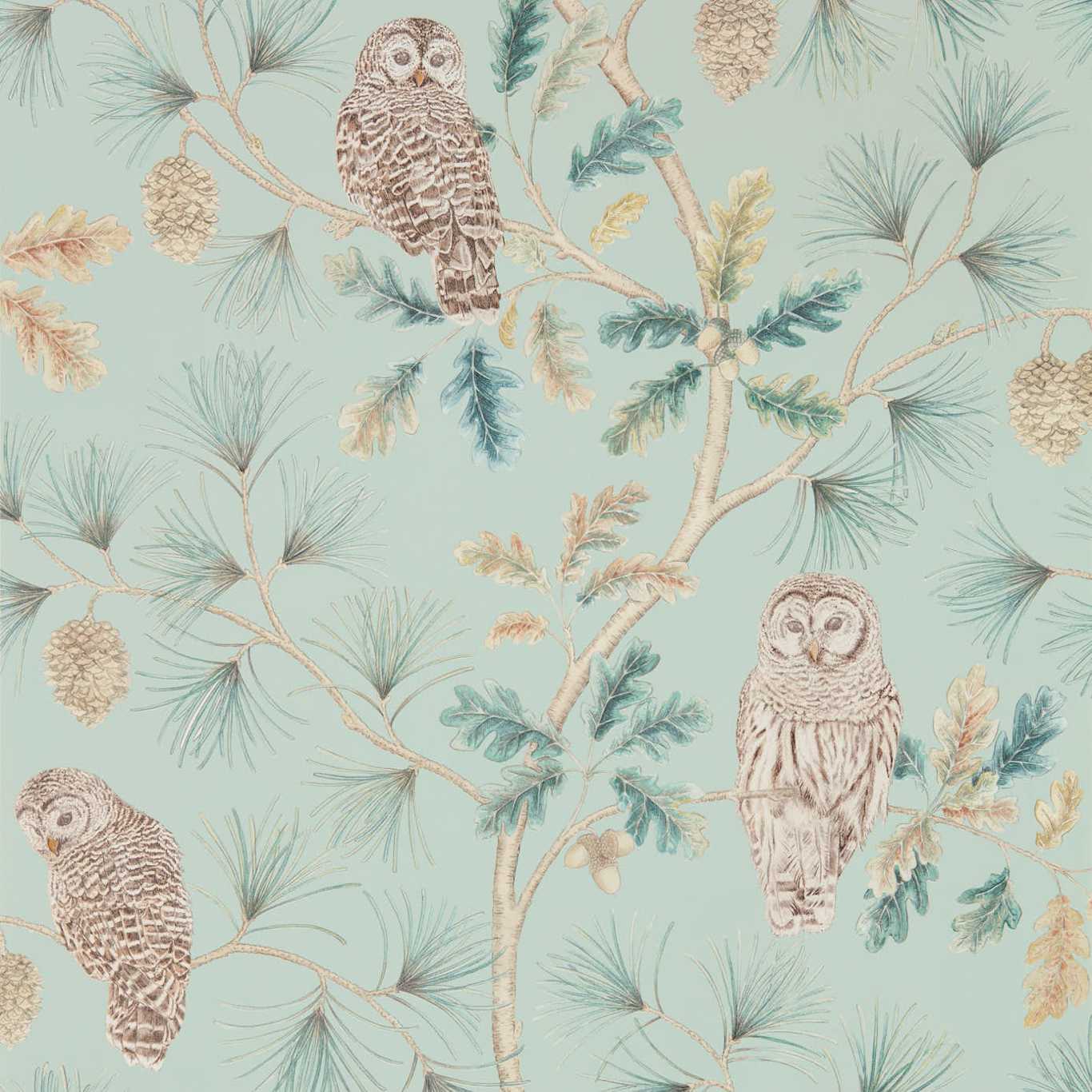 SANDERSON Owlswick Wallpaper Birds Whitstable Blue Gravure - Wide Width Printed Wallpaper - DYSI216596
