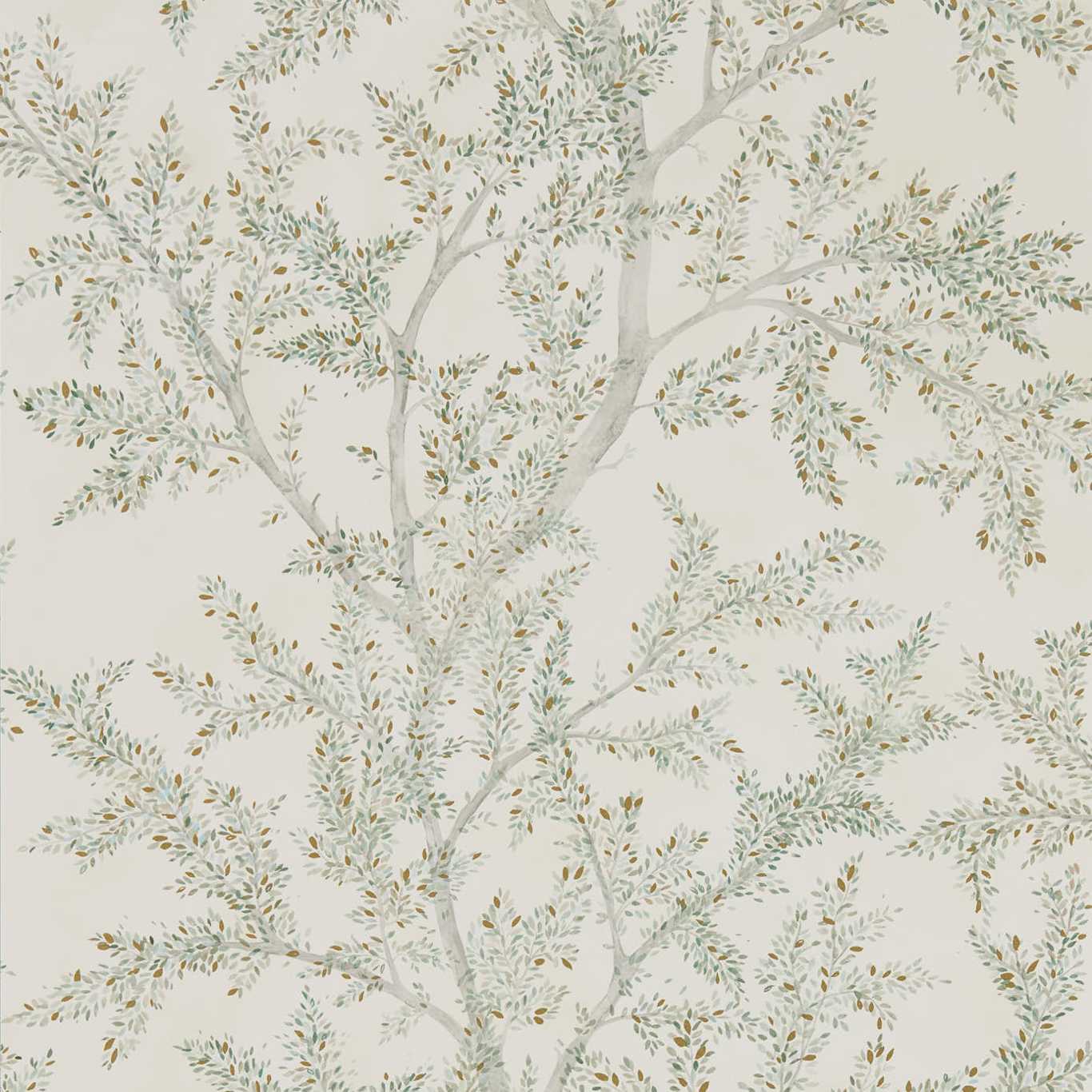 SANDERSON Farthing Wood Wallpaper Leaves , Trees Sage Grey Gravure Printed Wallpaper - DYSI216614