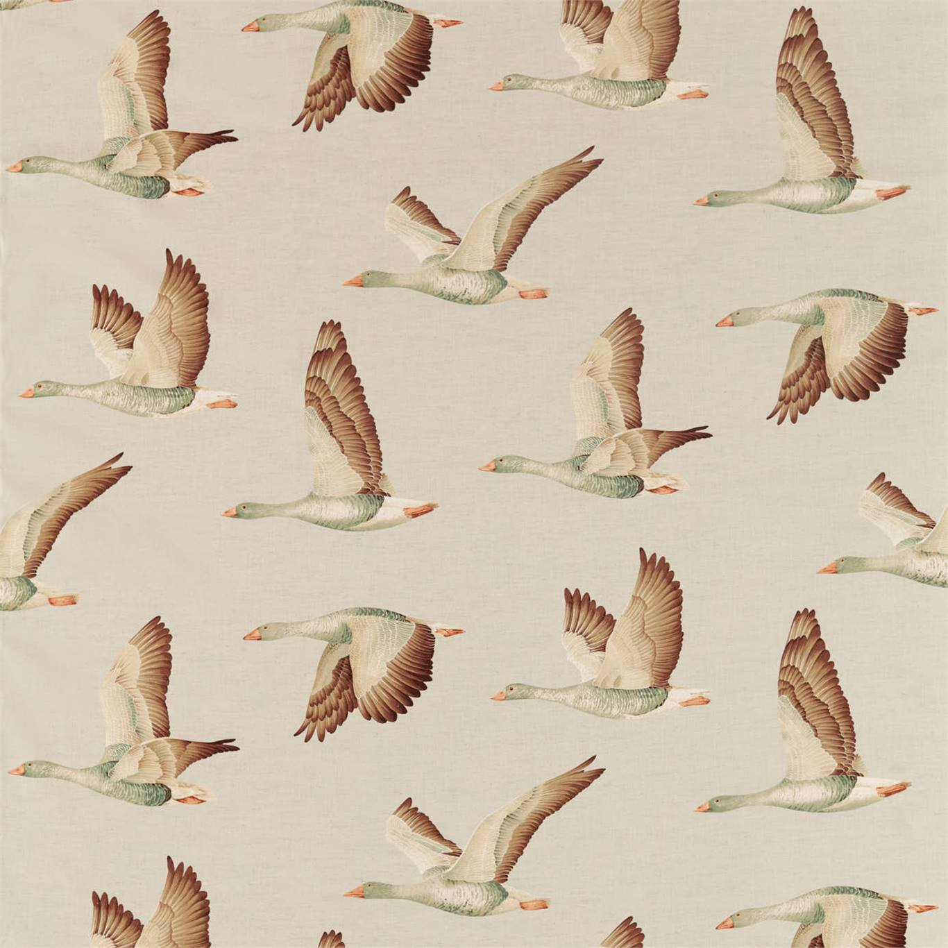 SANDERSON Elysian Geese Fabric Birds Briarwood,Linen - DYSI226518
