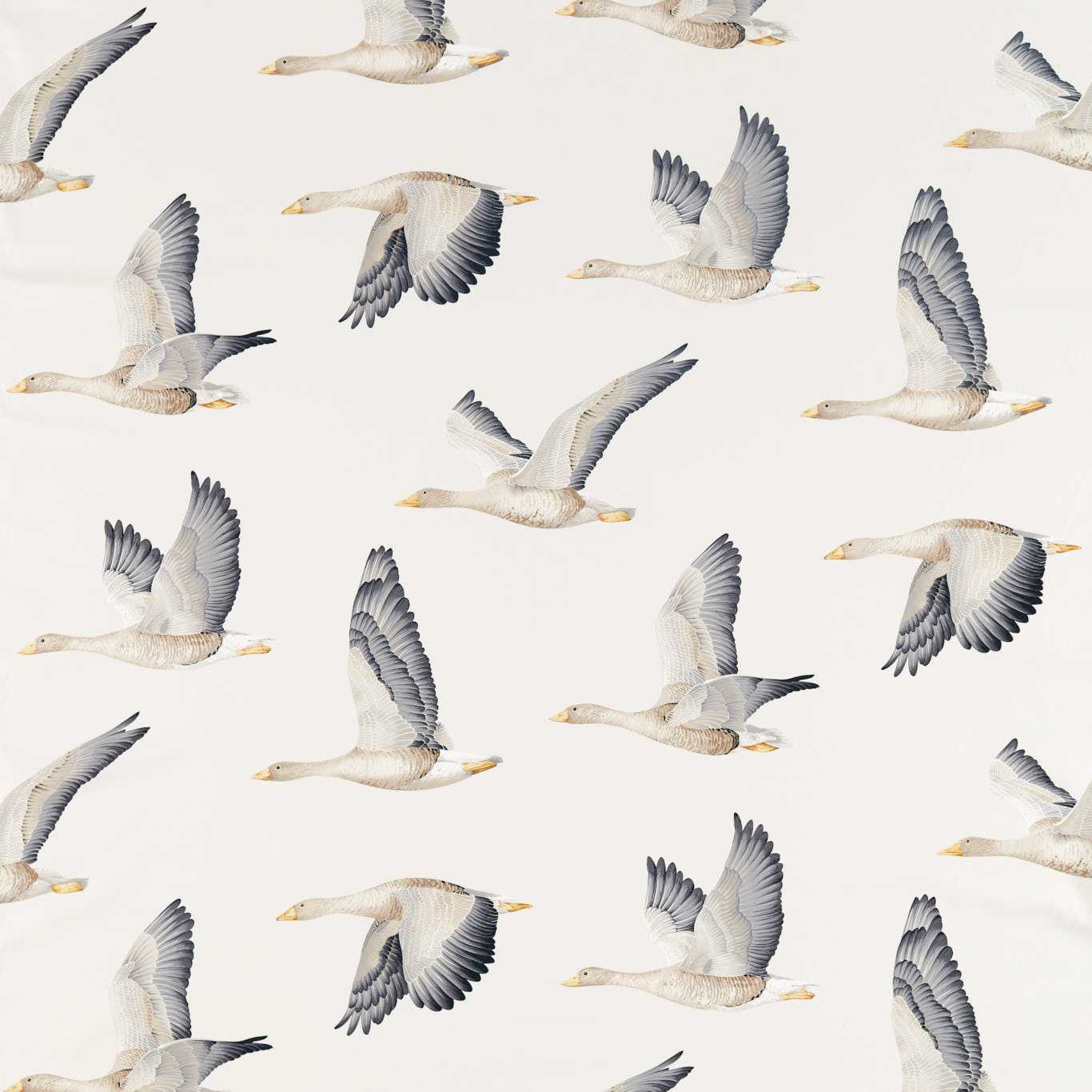 SANDERSON Elysian Geese Fabric Birds Silver,Chalk - DYSI226520