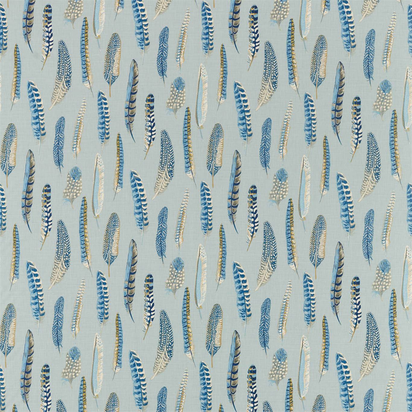 SANDERSON Lismore Fabric Feather Indigo,Silver - DYSI226523