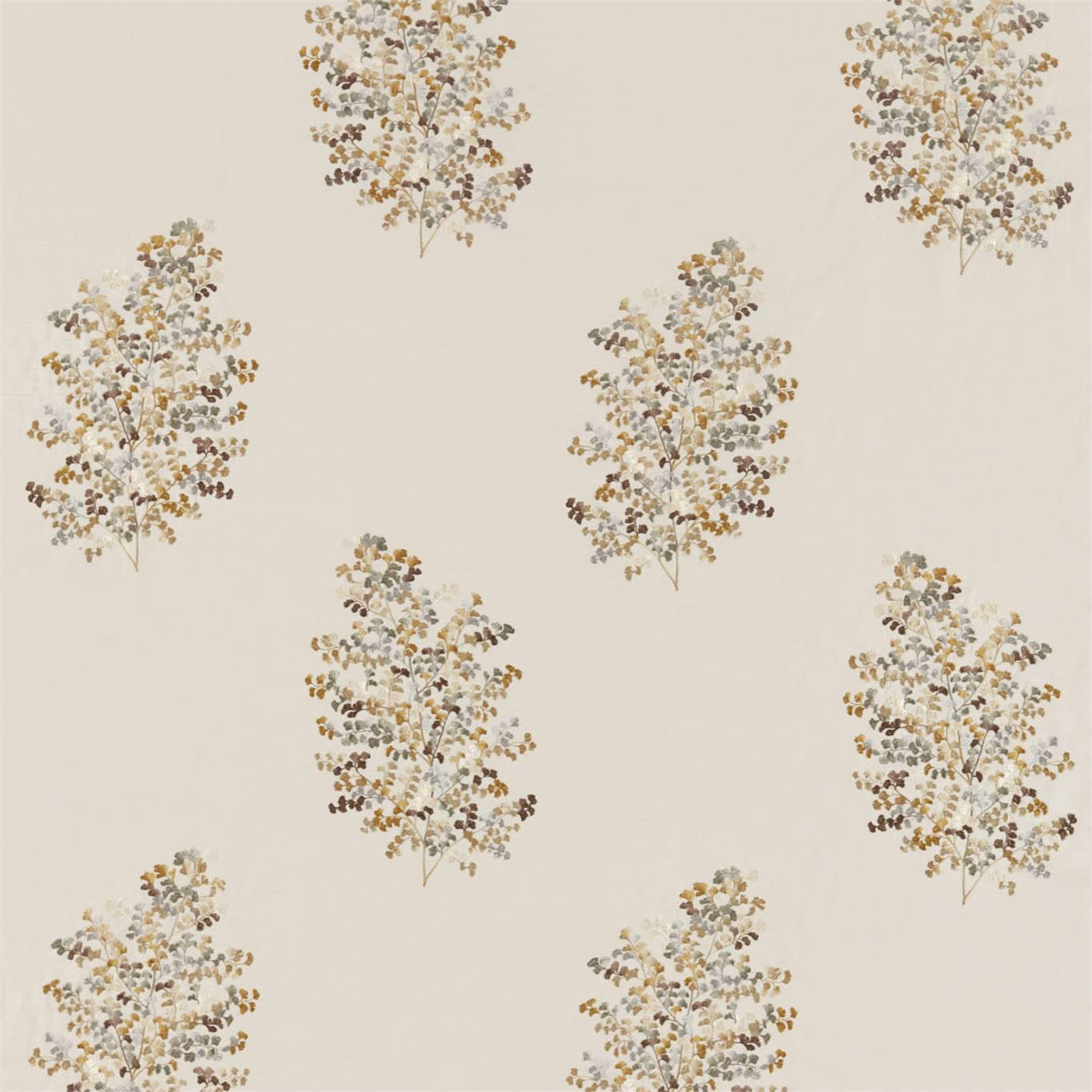 SANDERSON Wendell Embroidery Fabric Leaves , Trees Honey,Grey - DYSI236721