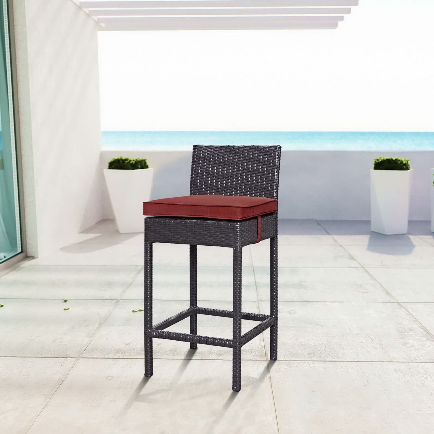 Modway Outlet Convene Outdoor Patio Fabric Bar Stool by Modway Outdoor Furniture Furniture Espresso Currant - EEI-1006-EXP-CUR