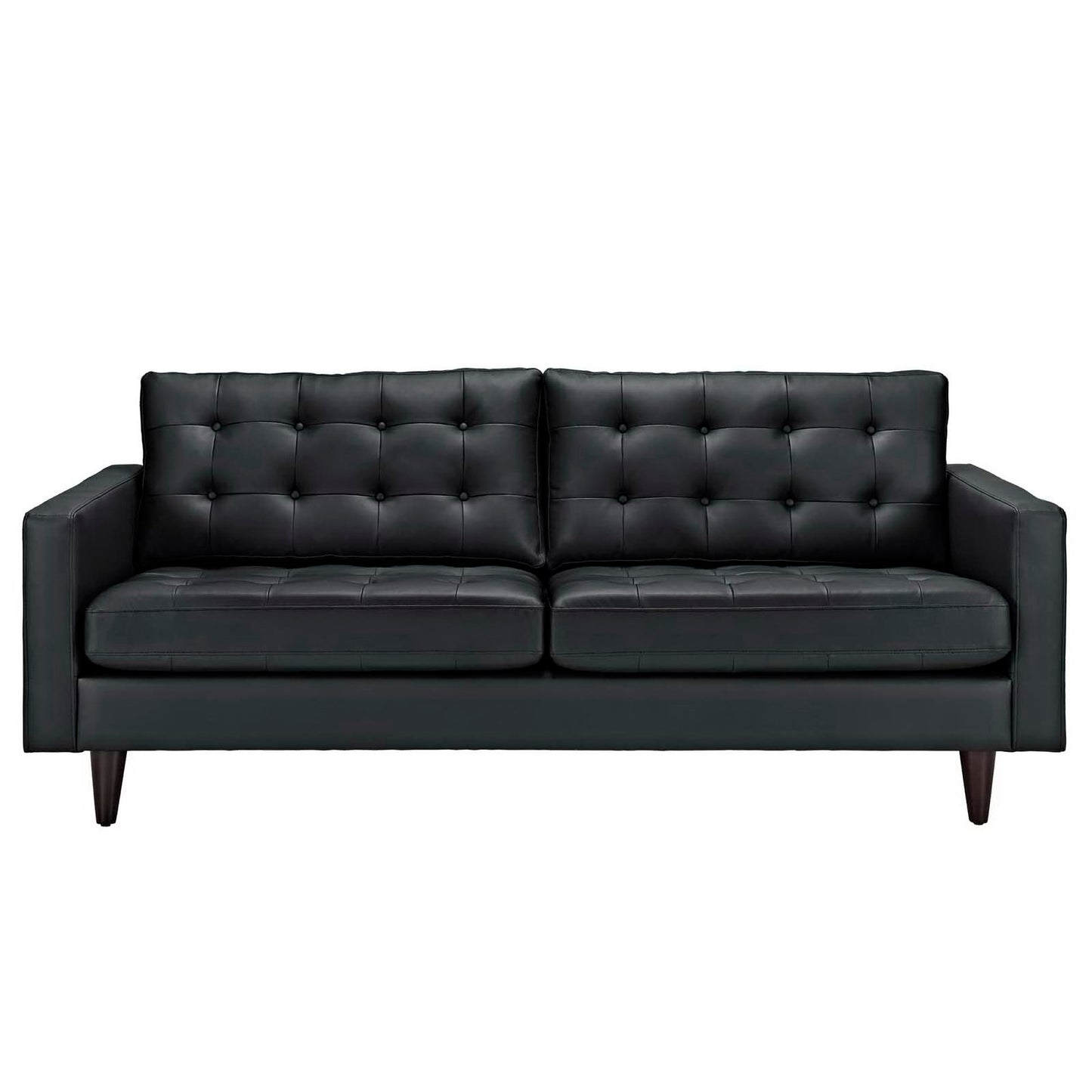 Modway Outlet Empress Bonded Leather Sofa by Modway Living Room Furniture Black - EEI-1010-BLK