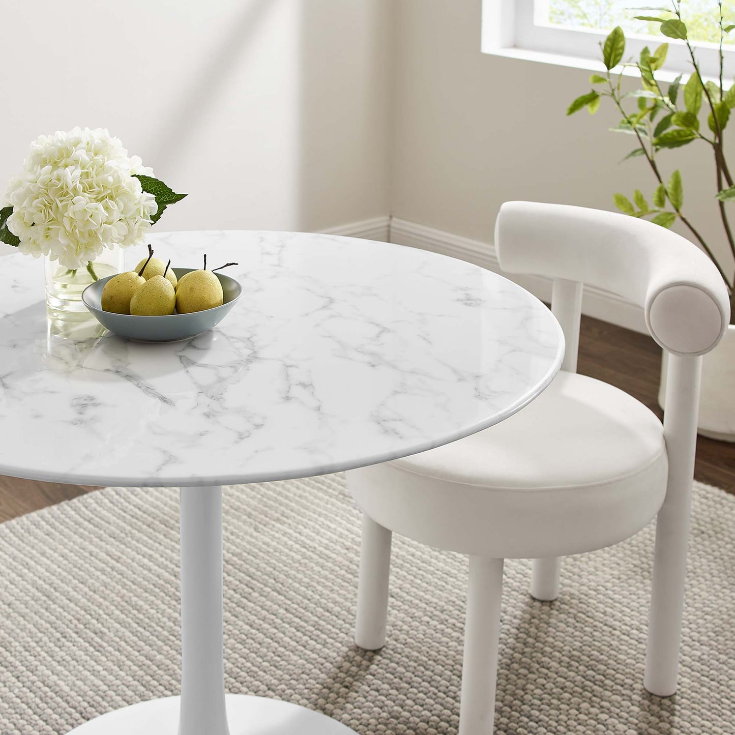 Modway - Lippa 40" Round Faux Marble Dining Table by Modway Bar and Dining Bar and Dining Tables White - EEI-1130-WHI
