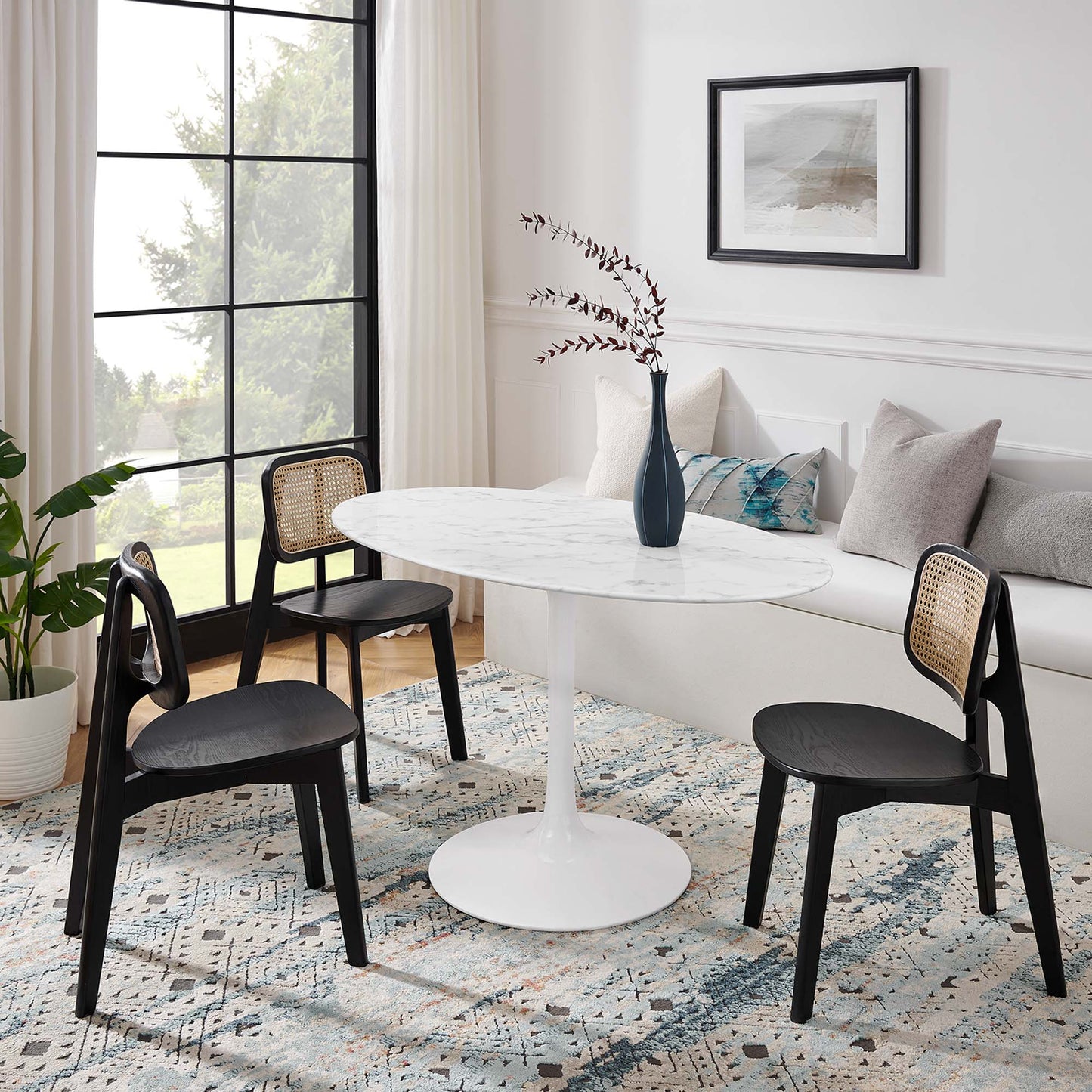 Modway - Lippa 54" Oval Faux Marble Dining Table by Modway Bar and Dining Bar and Dining Tables White - EEI-1134-WHI