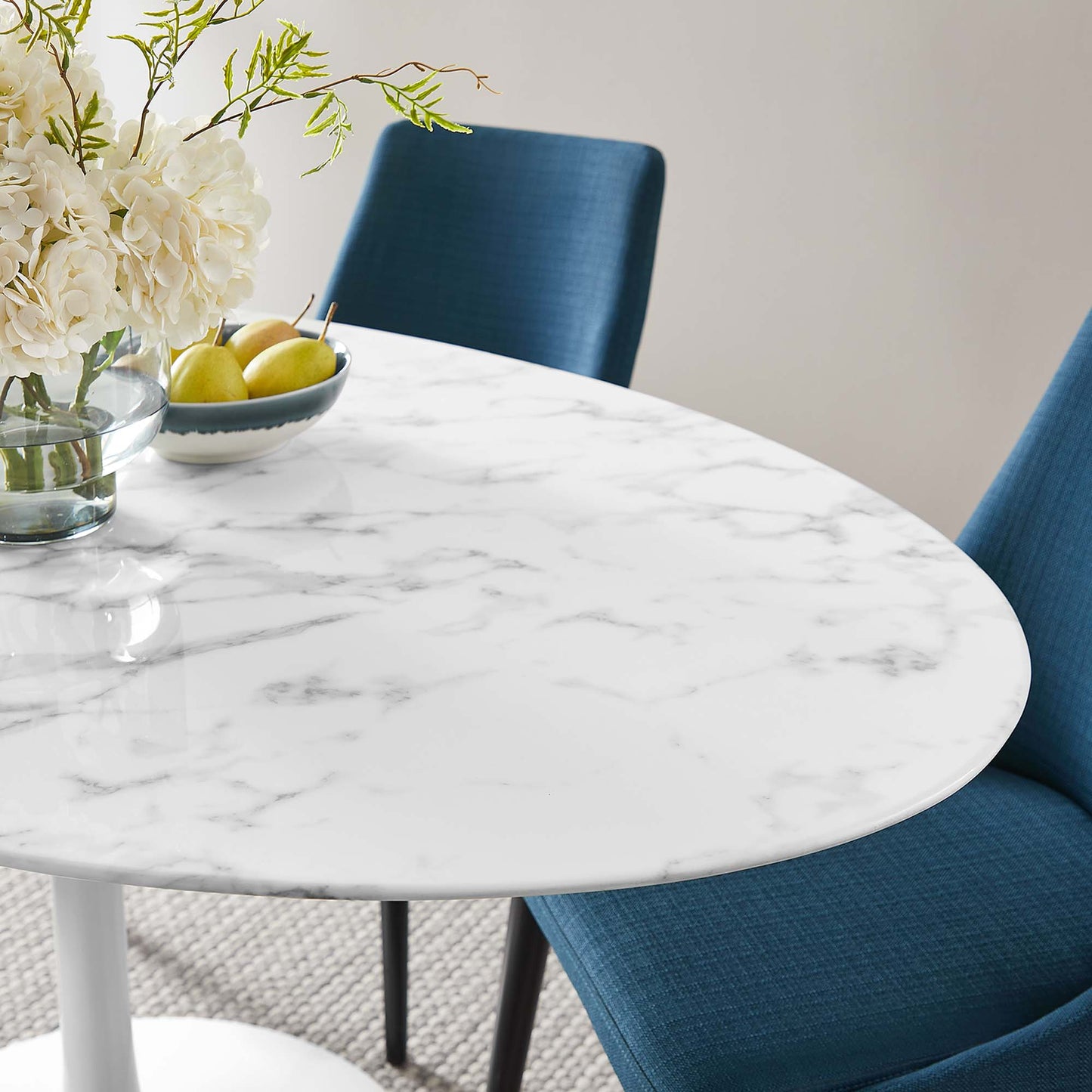 Modway - Lippa 60" Oval Faux Marble Dining Table by Modway Bar and Dining Bar and Dining Tables White - EEI-1135-WHI