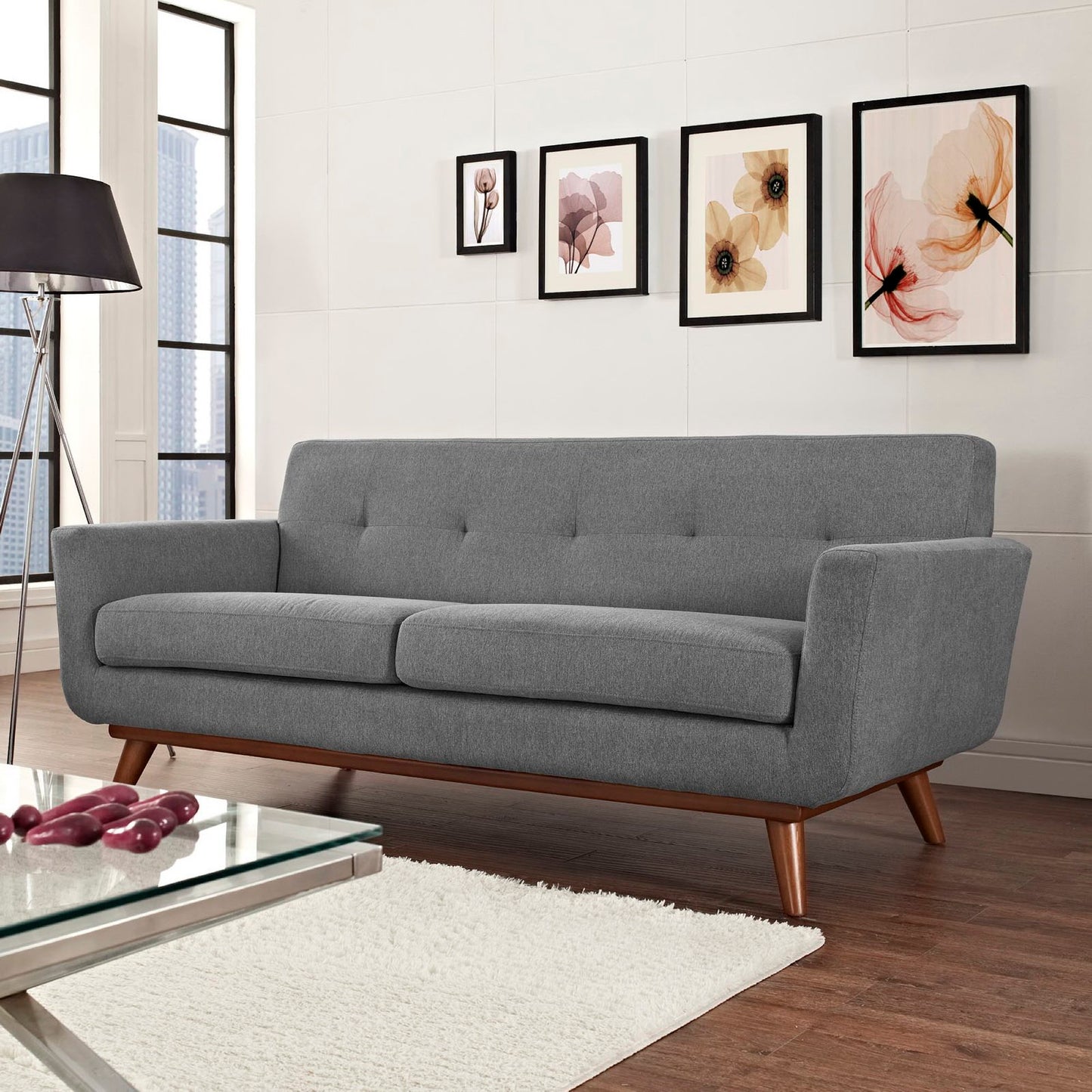 Modway - Engage Upholstered Fabric Loveseat by Modway Living Room Sofas and Armchairs Gray - EEI-1179-GRY