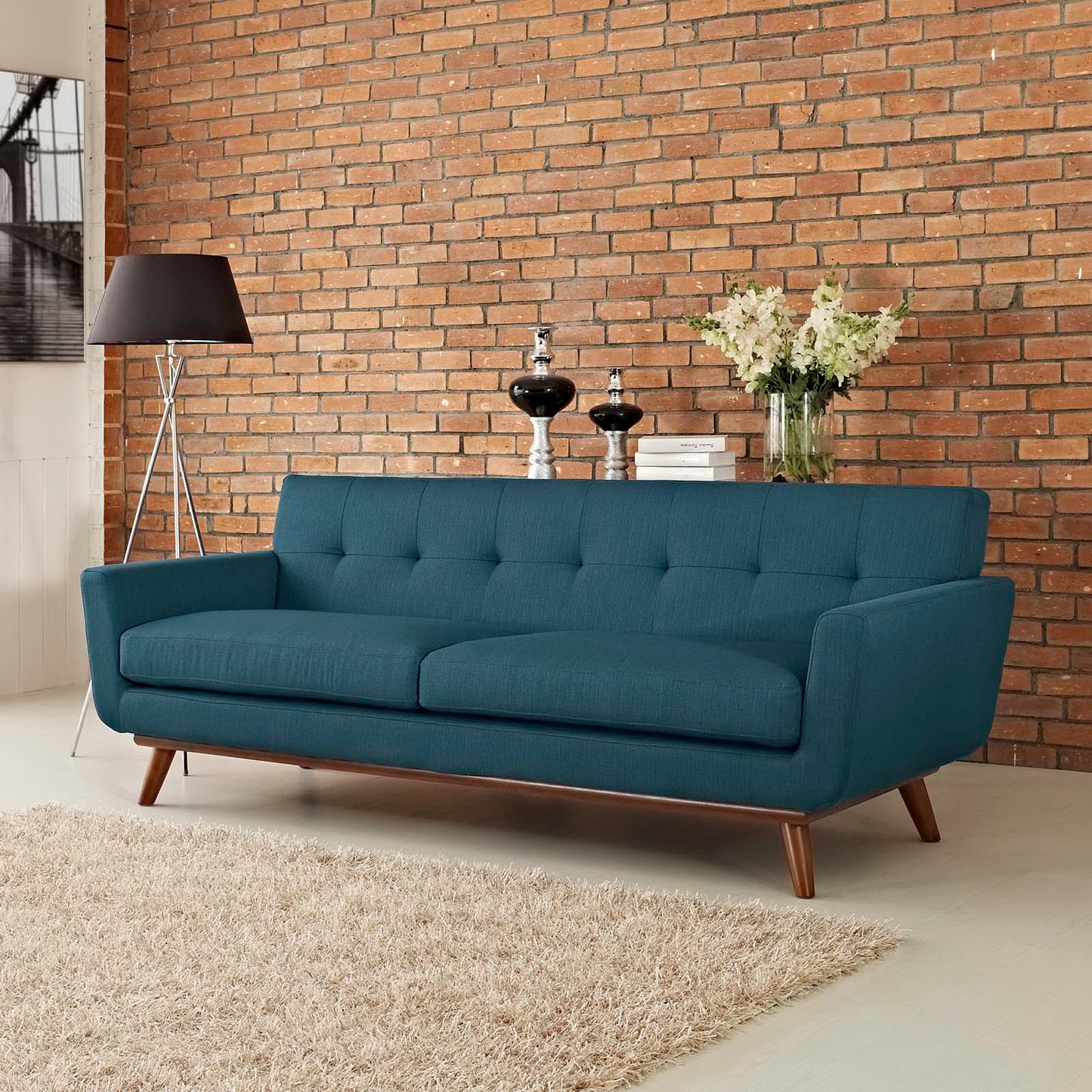 Modway - Engage Upholstered Fabric Sofa by Modway Living Room Sofas and Armchairs Blue - EEI-1180-AZU