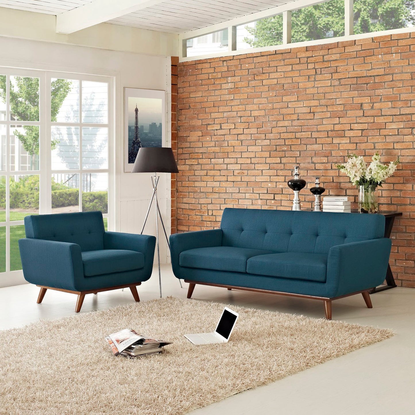 Modway - Engage Armchair and Loveseat Set of 2 by Modway Living Room Sofas and Armchairs Blue - EEI-1346-AZU