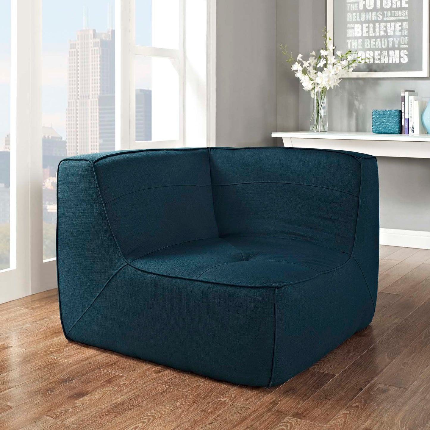 Modway Outlet Align Upholstered Fabric Corner Sofa by Modway Living Room Furniture Azure - EEI-1356-AZU