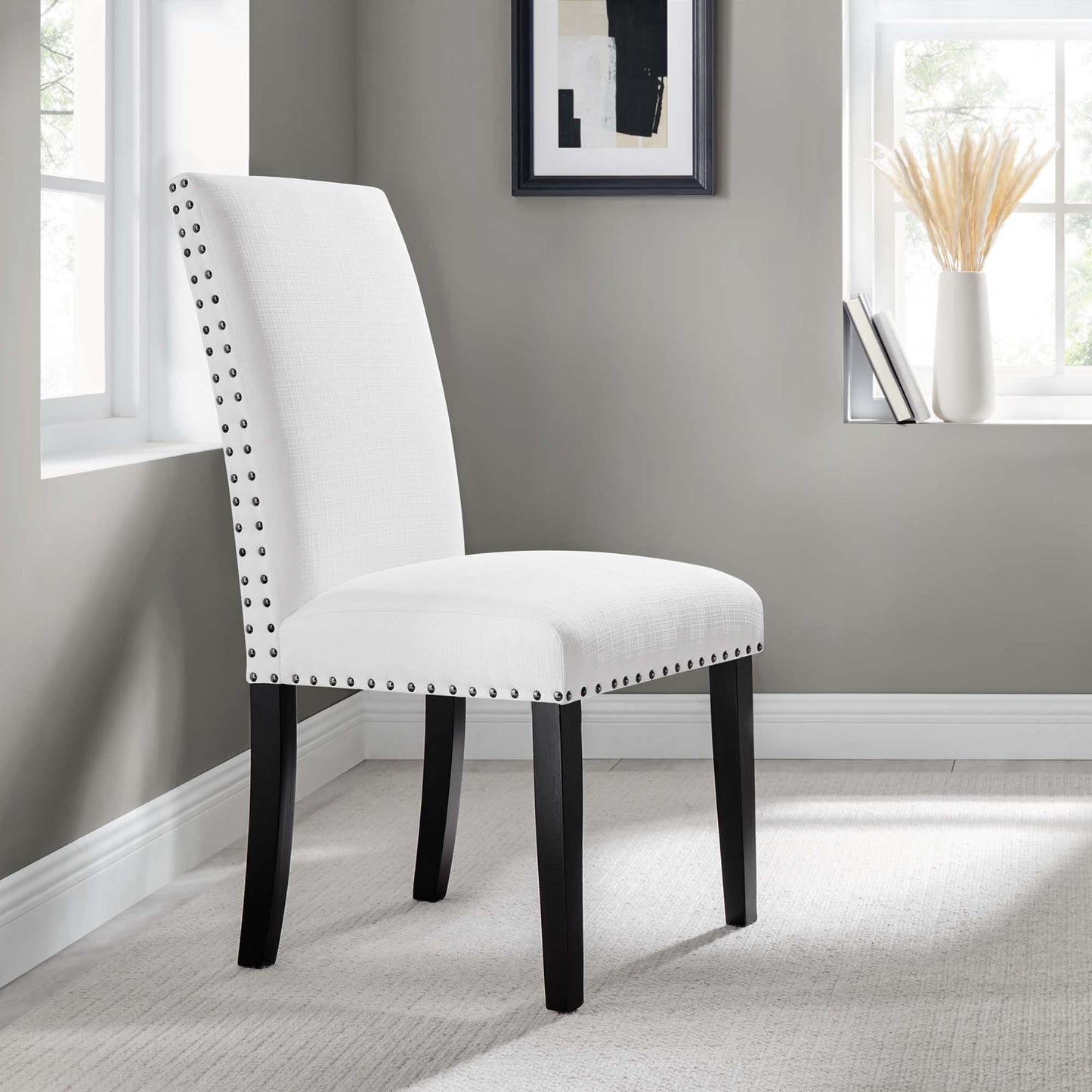 Modway - Parcel Dining Upholstered Fabric Side Chair by Modway Bar and Dining Dining Chairs White - EEI-1384-WHI