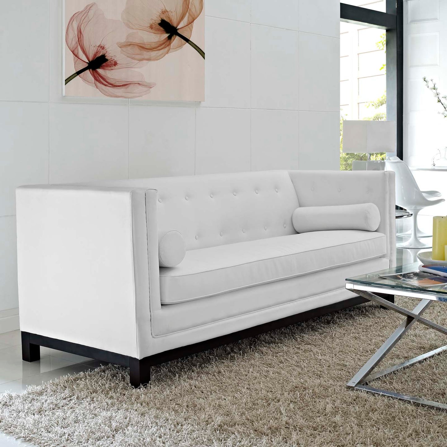 Modway Outlet Imperial Bonded Leather Sofa by Modway Living Room Furniture White - EEI-1421-WHI