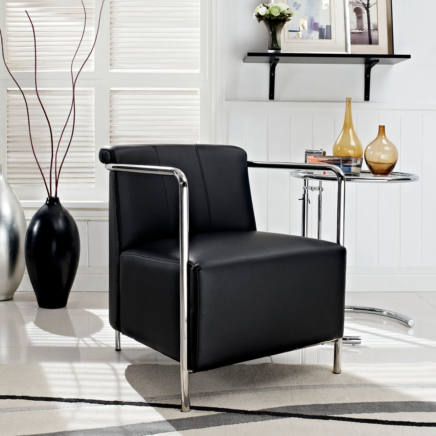 Modway Outlet Ebb Upholstered Vinyl Lounge Chair by Modway Living Room Furniture Black - EEI-1439-BLK