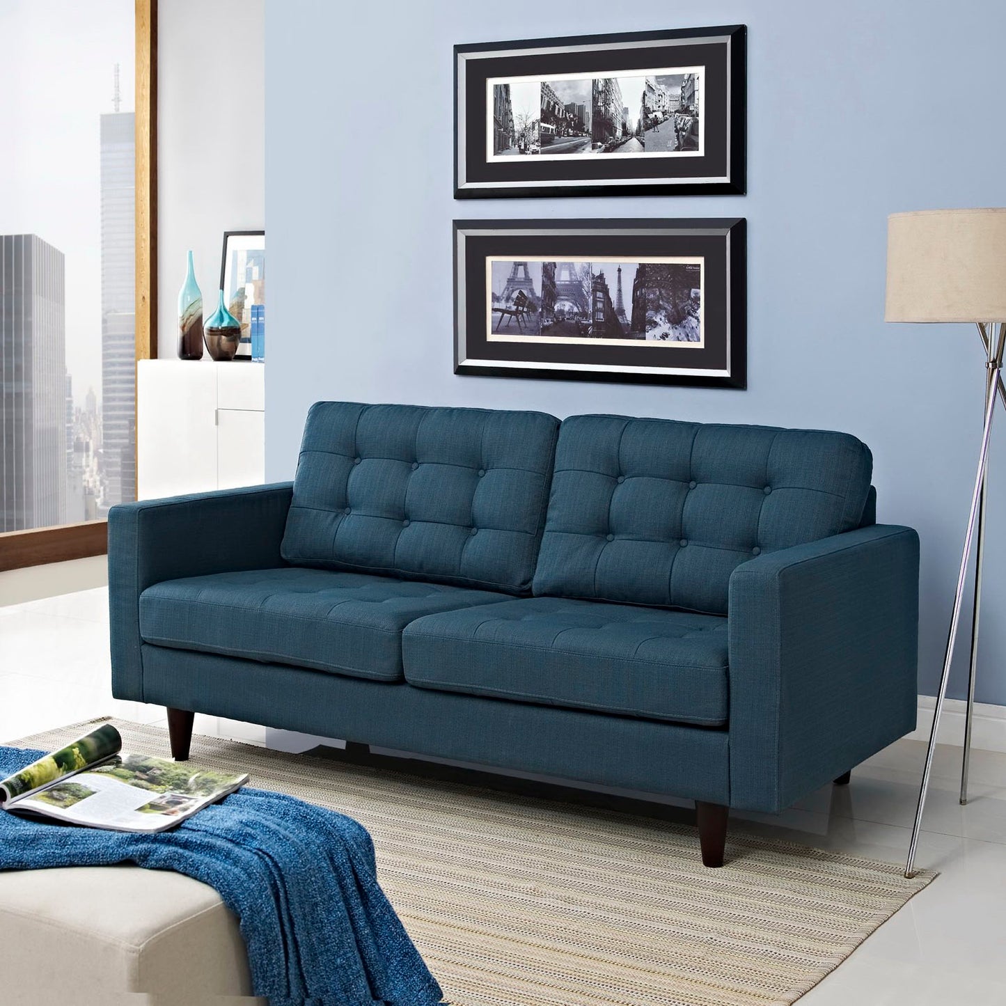 Modway Outlet Empress Upholstered Fabric Loveseat by Modway Living Room Furniture Azure - EEI-1547-AZU