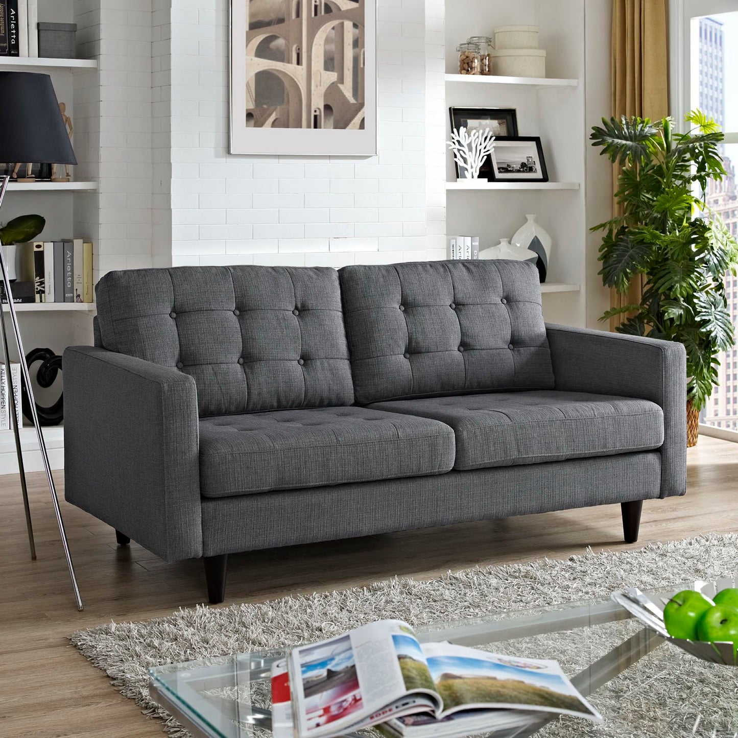 Modway Outlet Empress Upholstered Fabric Loveseat by Modway Living Room Furniture Gray - EEI-1547-DOR