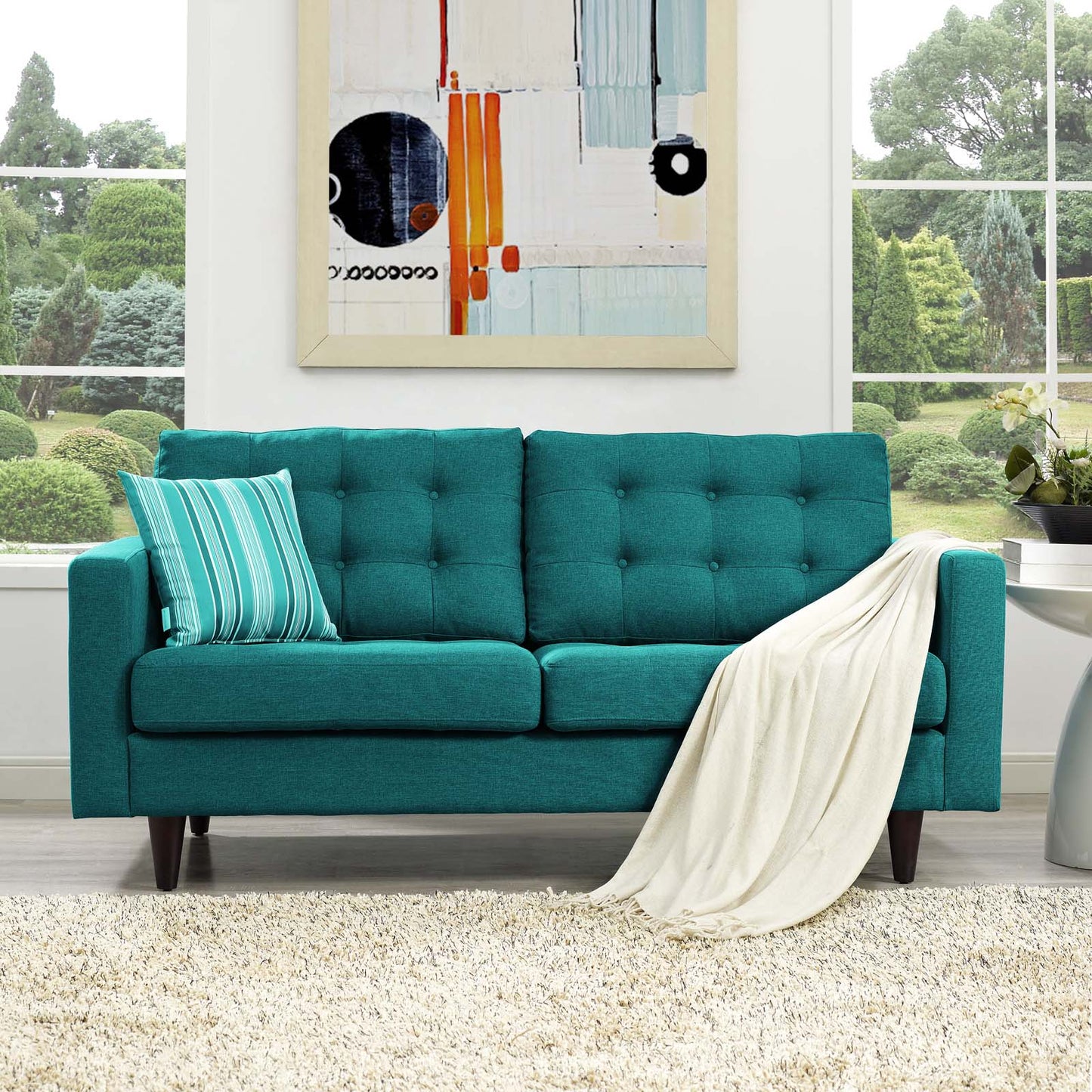 Modway Outlet Empress Upholstered Fabric Loveseat by Modway Living Room Furniture Teal - EEI-1547-TEA