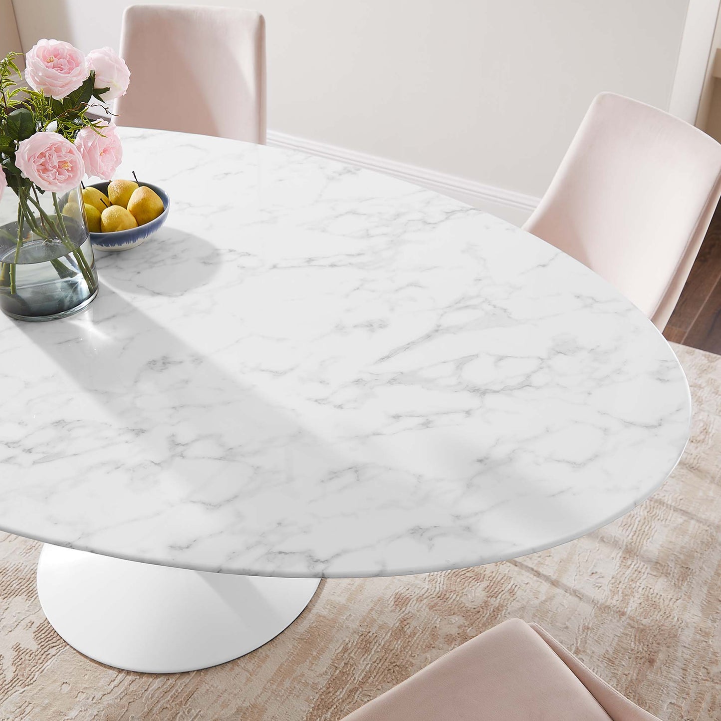 Modway - Lippa 78" Oval Faux Marble Dining Table by Modway Bar and Dining Bar and Dining Tables White - EEI-1659-WHI