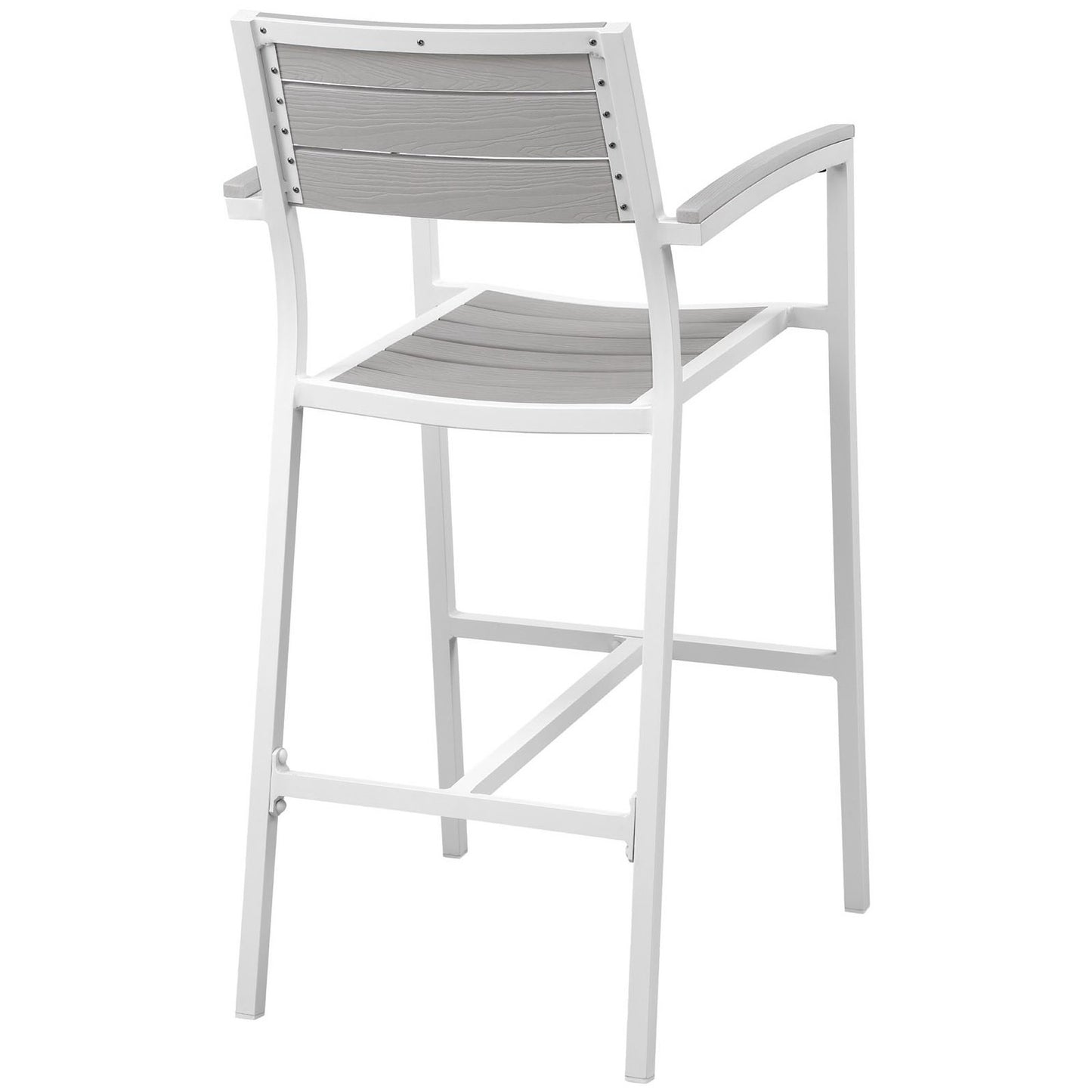 Modway - Maine Outdoor Patio Bar Stool Set of 2 by Modway Outdoor Furniture Bar and Dining White - EEI-1740-WHI-LGR-SET