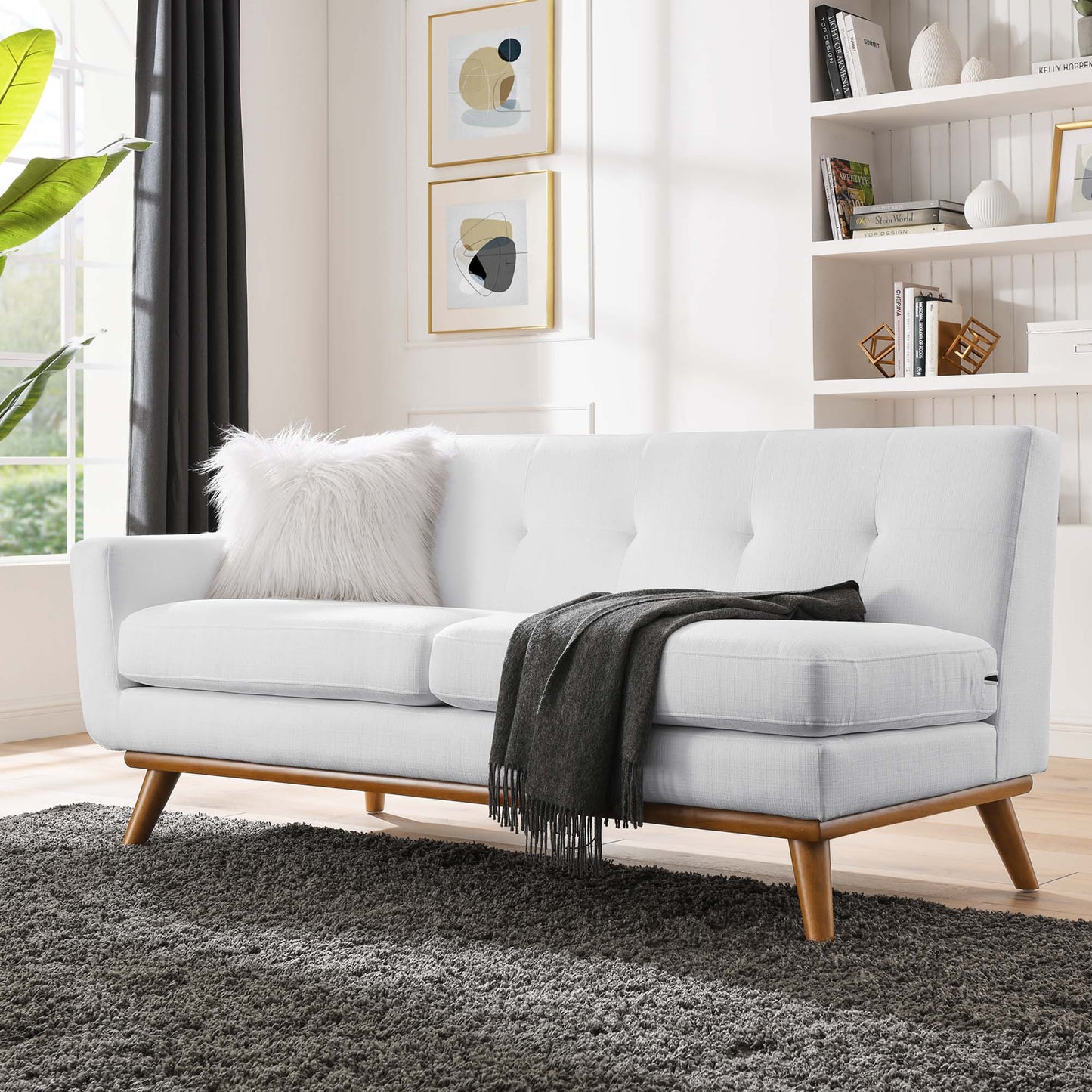 Modway Outlet Engage Left-Arm Upholstered Fabric Loveseat by Modway Living Room Furniture White - EEI-1795-WHI